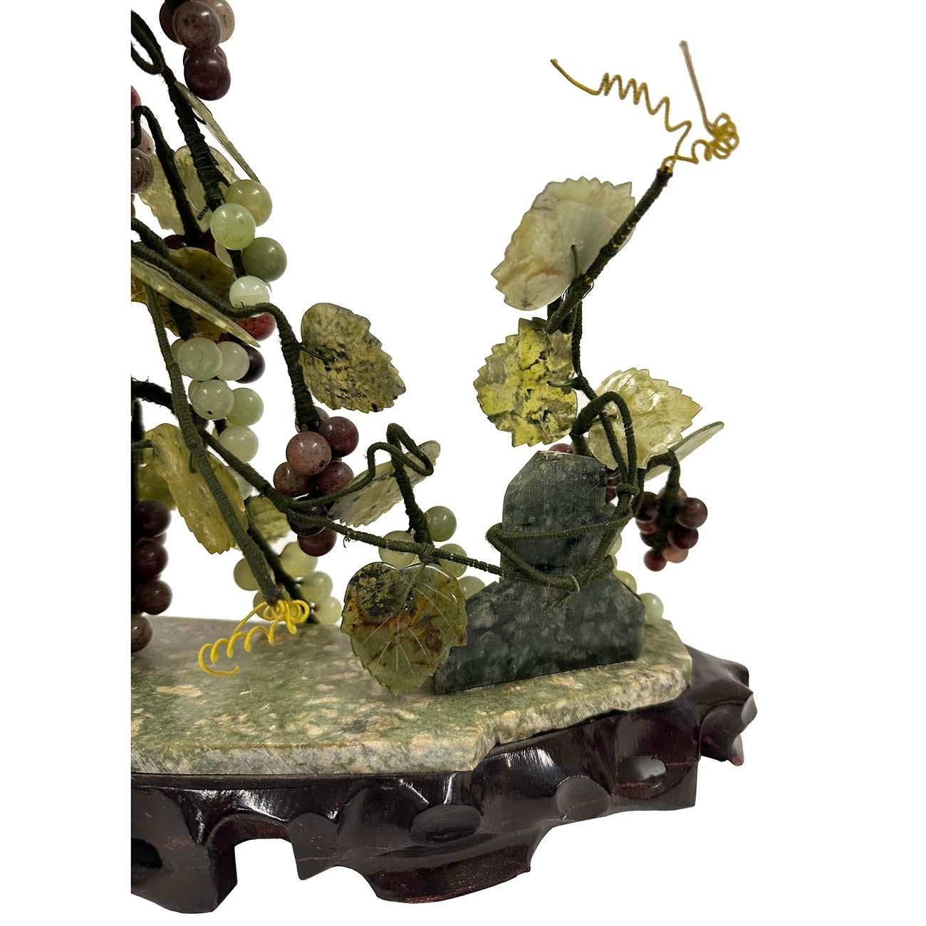 Mid-20th Century Chinese Jade Grape Vine Sculpture For Sale 7