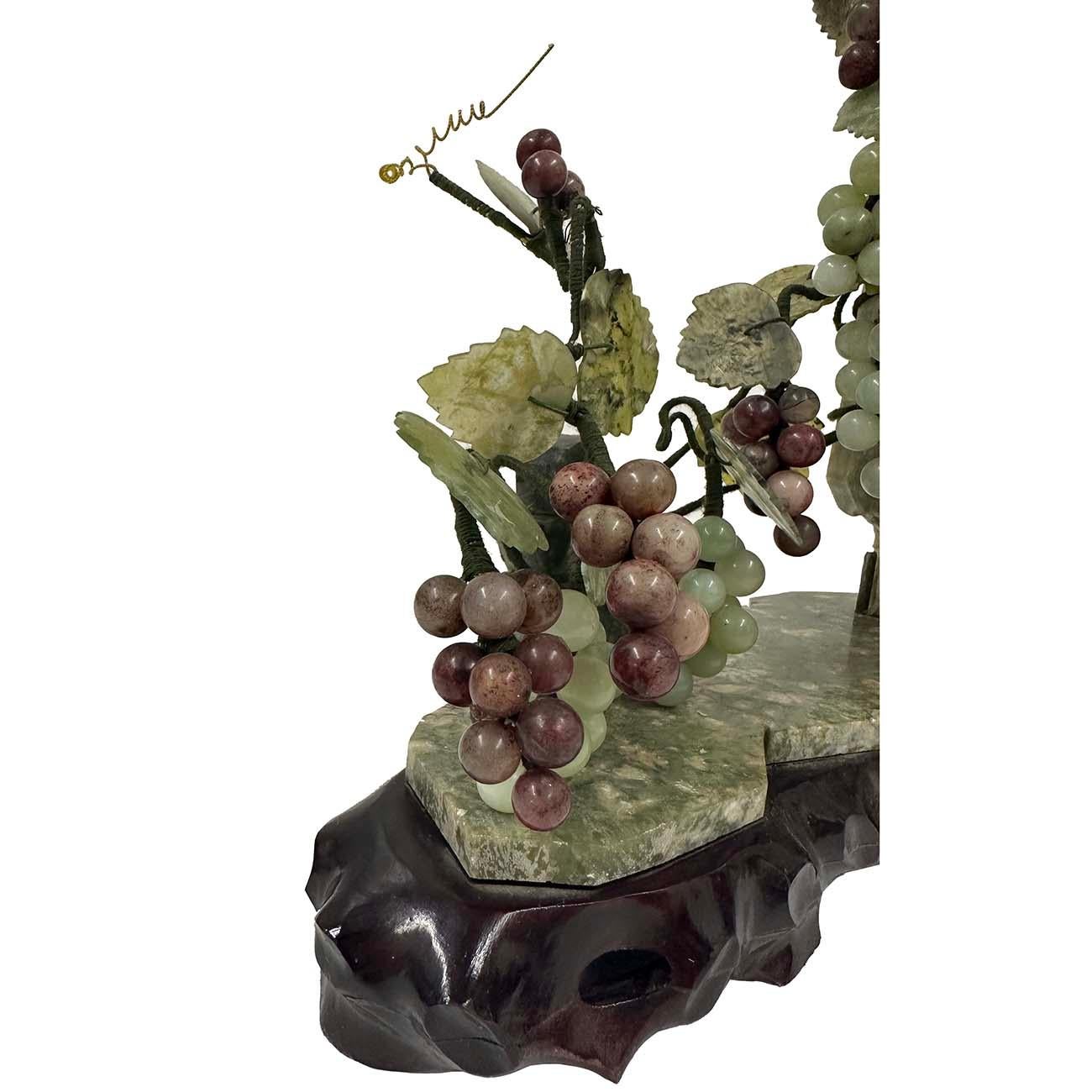 Mid-20th Century Chinese Jade Grape Vine Sculpture For Sale 1