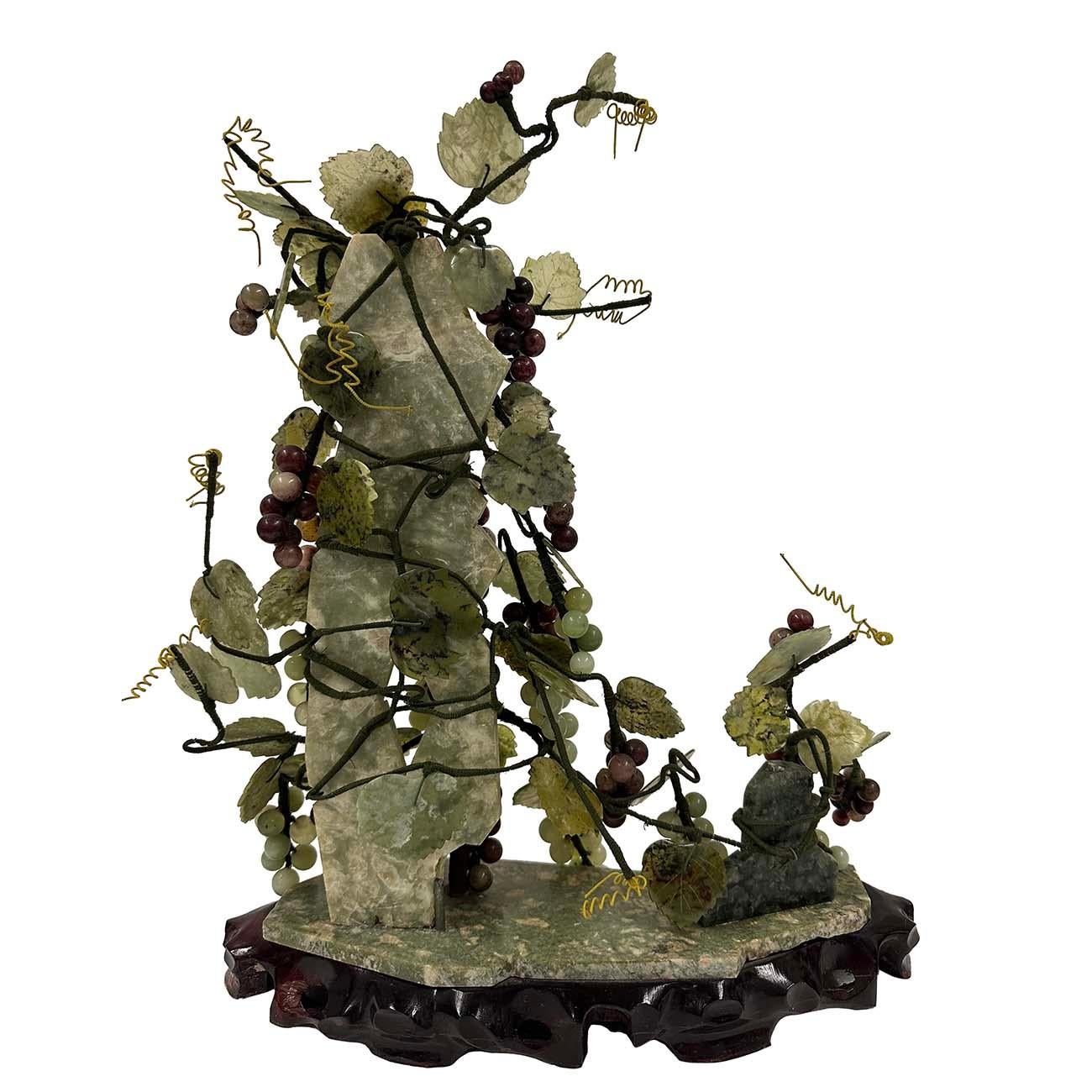 Mid-20th Century Chinese Jade Grape Vine Sculpture For Sale 3