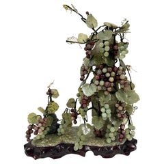Vintage Mid-20th Century Chinese Jade Grape Vine Sculpture