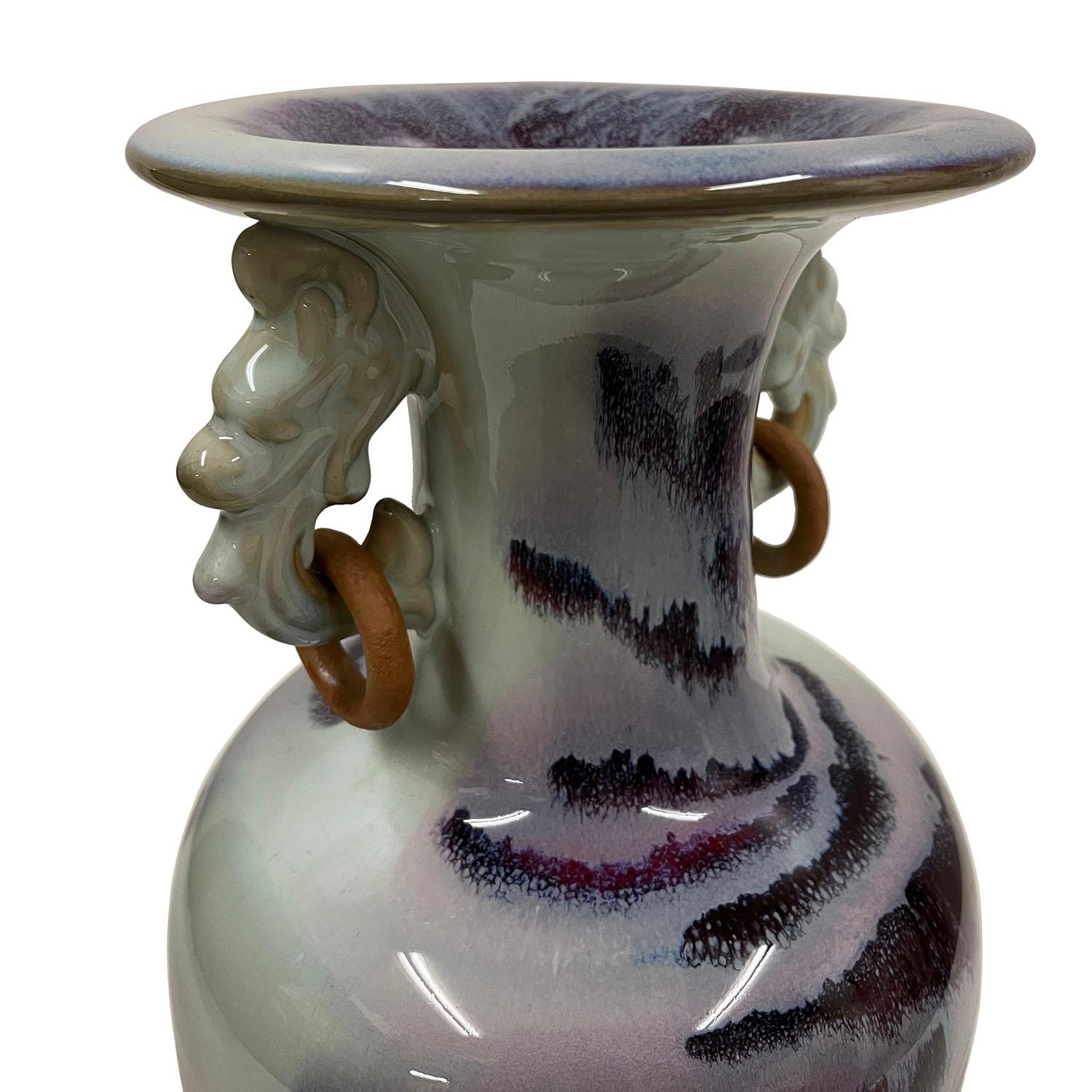 Glazed Mid 20th-Century Chinese Jun Ware Fambe Glaze Landscaping Porcelain Vase For Sale