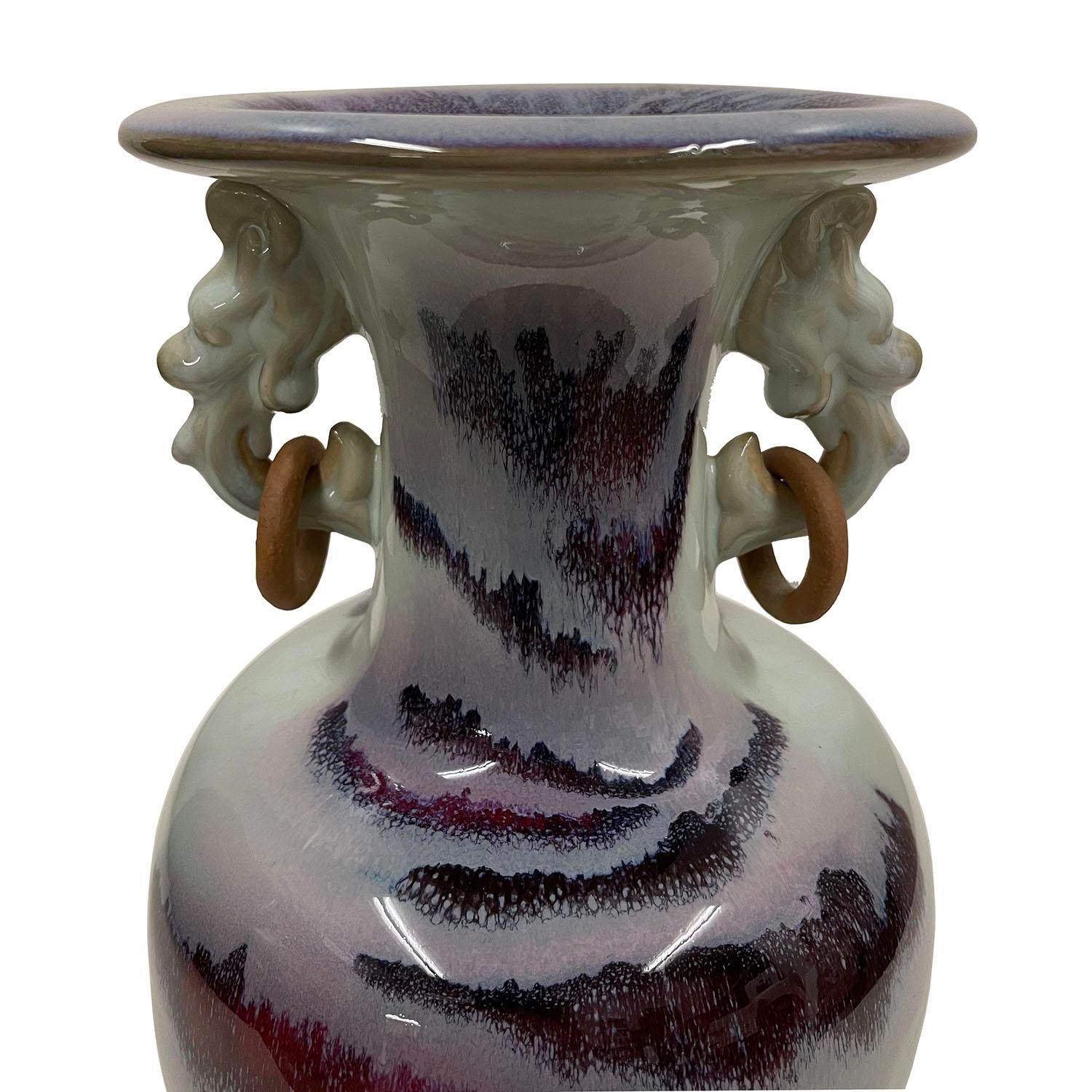 Mid 20th-Century Chinese Jun Ware Fambe Glaze Landscaping Porcelain Vase In Good Condition For Sale In Pomona, CA
