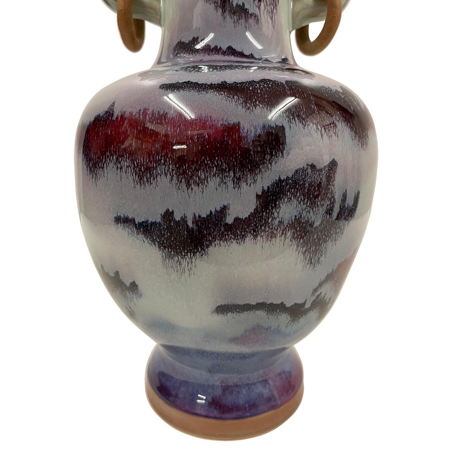 20th Century Mid 20th-Century Chinese Jun Ware Fambe Glaze Landscaping Porcelain Vase For Sale