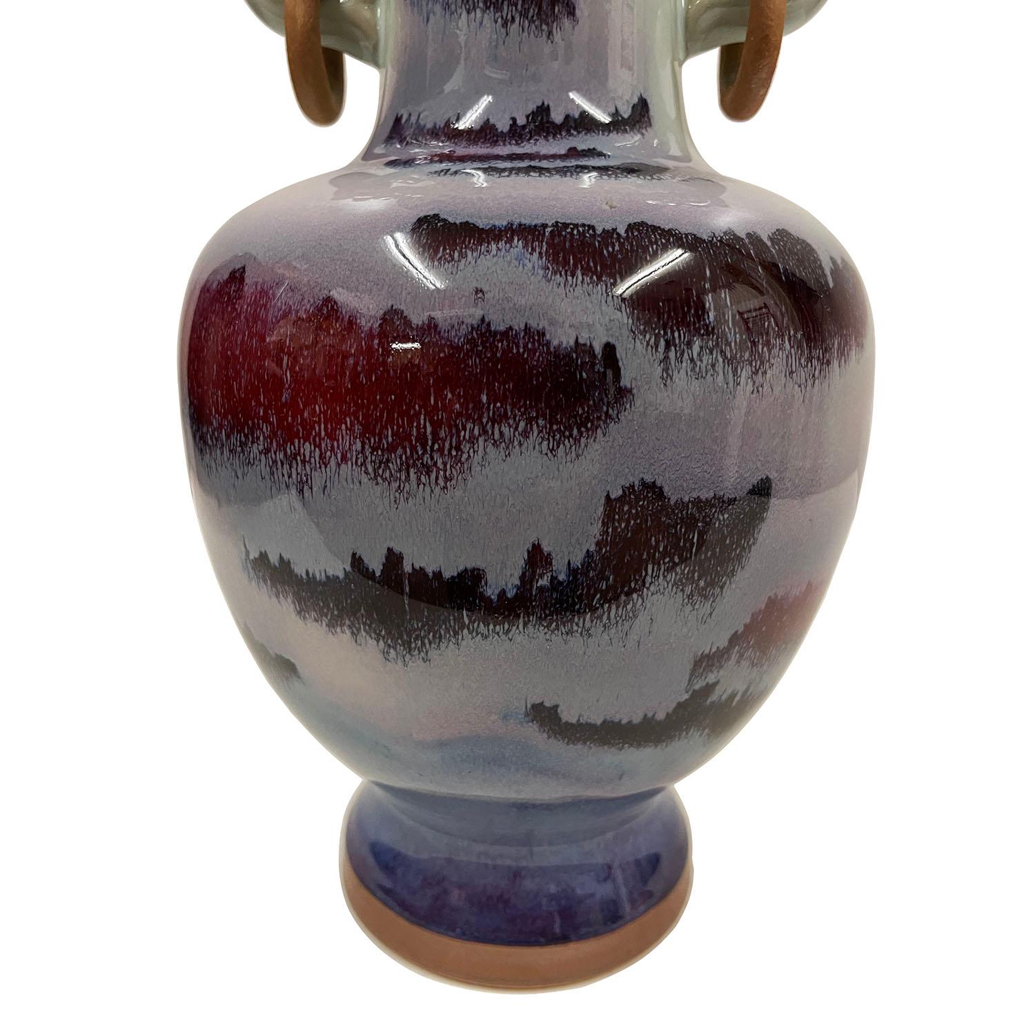 Mid 20th-Century Chinese Jun Ware Fambe Glaze Landscaping Porcelain Vase For Sale 2