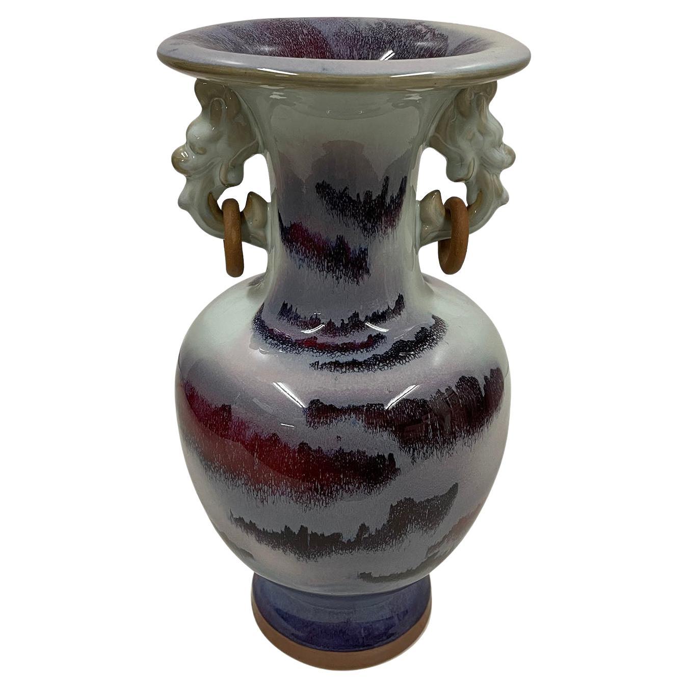 Mid 20th-Century Chinese Jun Ware Fambe Glaze Landscaping Porcelain Vase For Sale