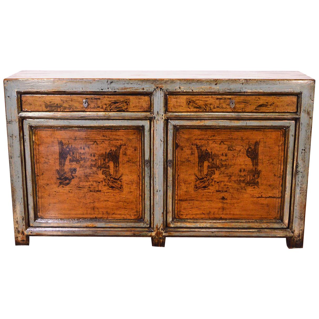 Mid-20th Century Chinese Lacquered Elm Buffet For Sale