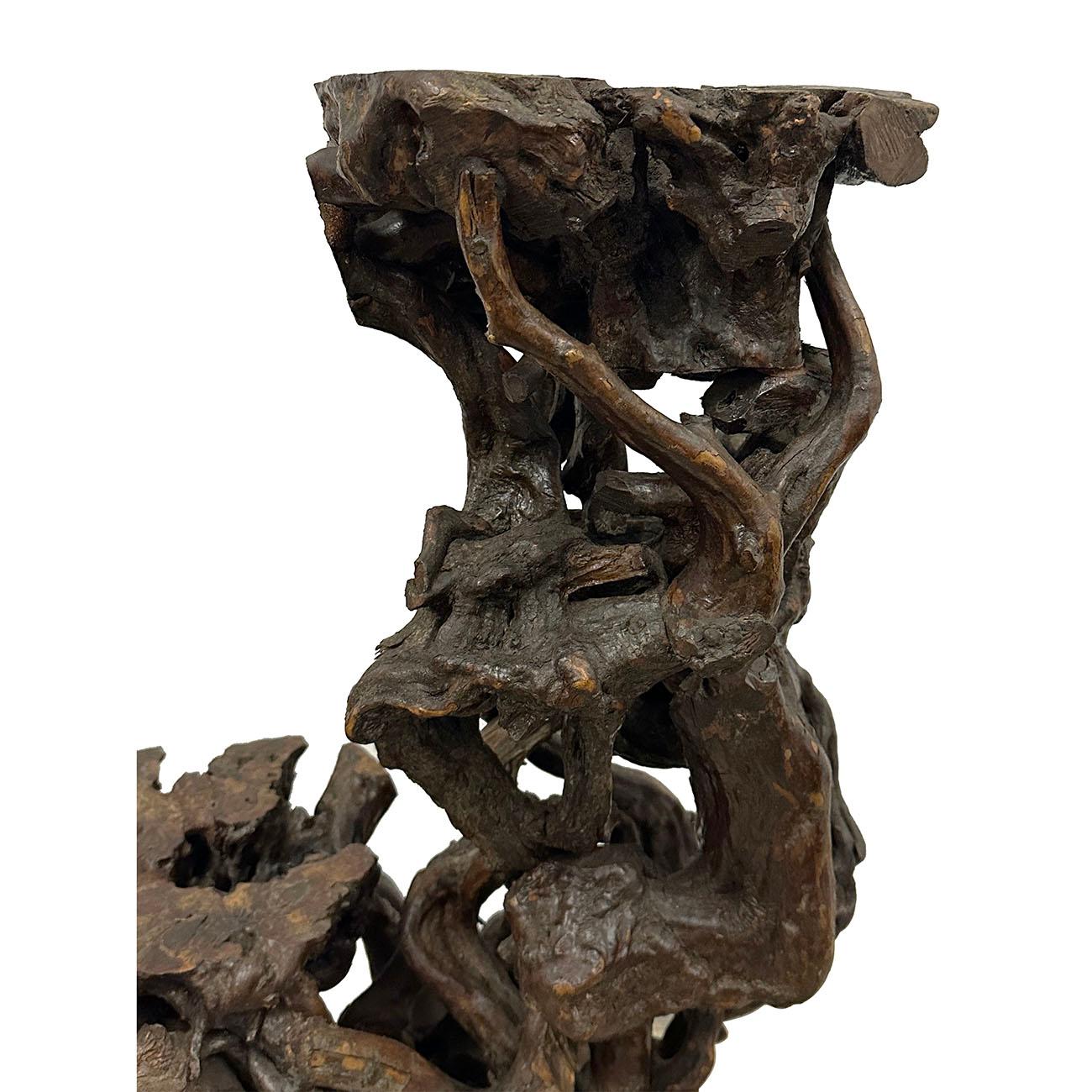 Mid-20th Century Chinese Natural Organic Tree Roots Plant Stand, Pedestal For Sale 3
