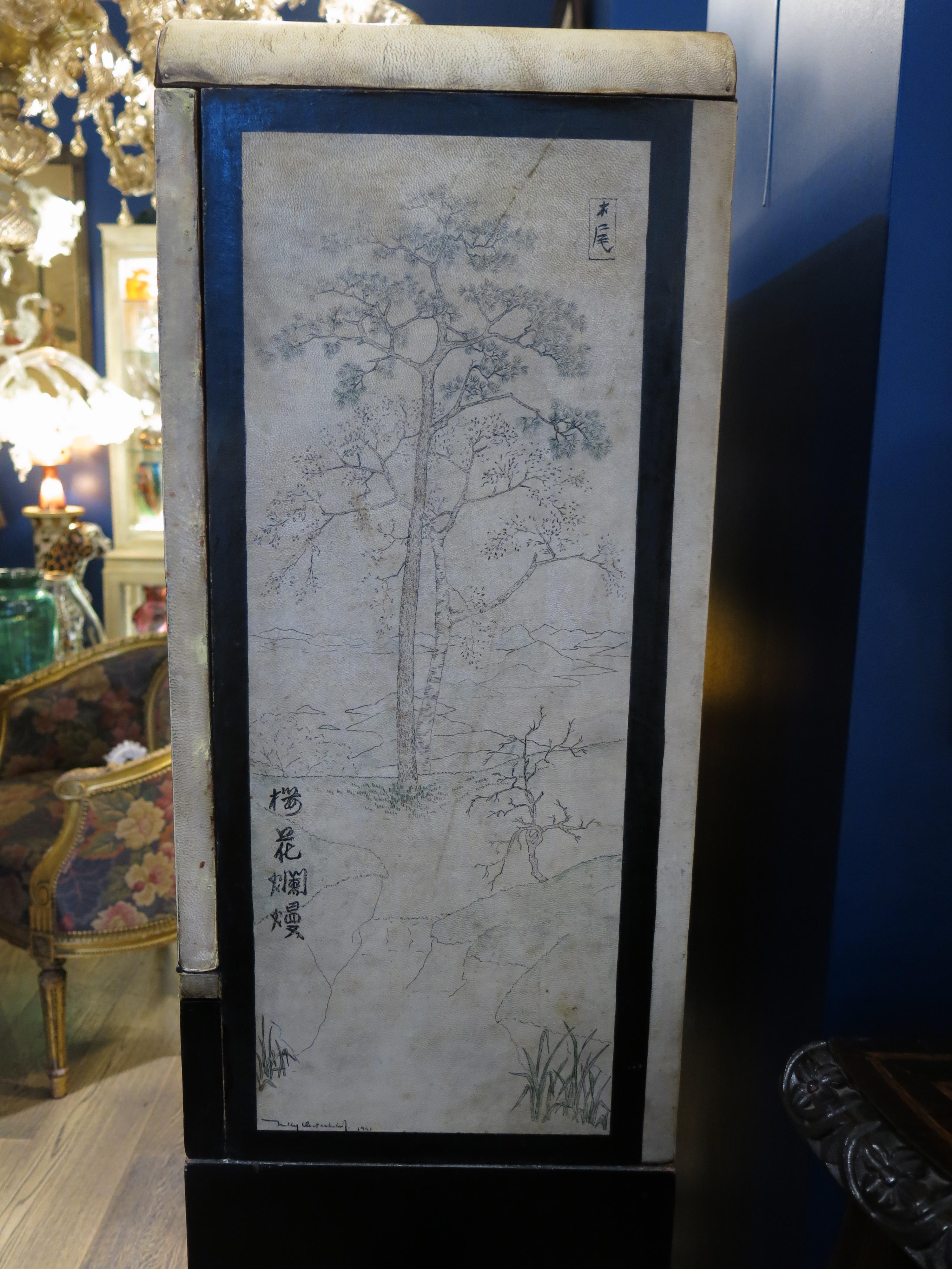 Mid-20th Century Chinese Parchment Cabinet For Sale 2