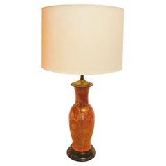 Mid 20th Century Chinese Red & Gold Urn Table Lamp