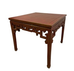 Mid-20th Century Chinese Red Lacquered Square Dining Table, "Ba Xian" Table