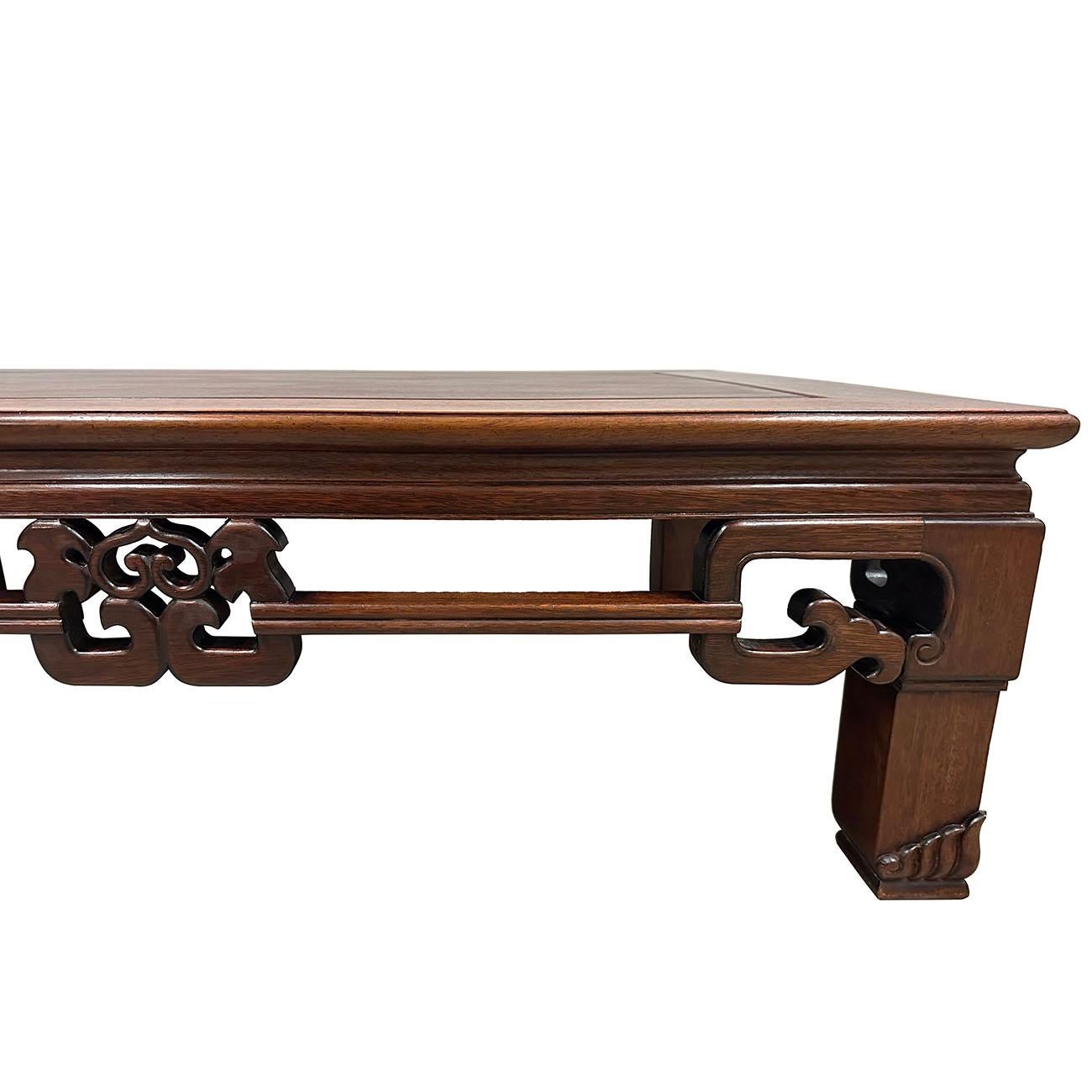 Chinese Export Mid-20th Century Chinese Rosewood Carved Coffee Table