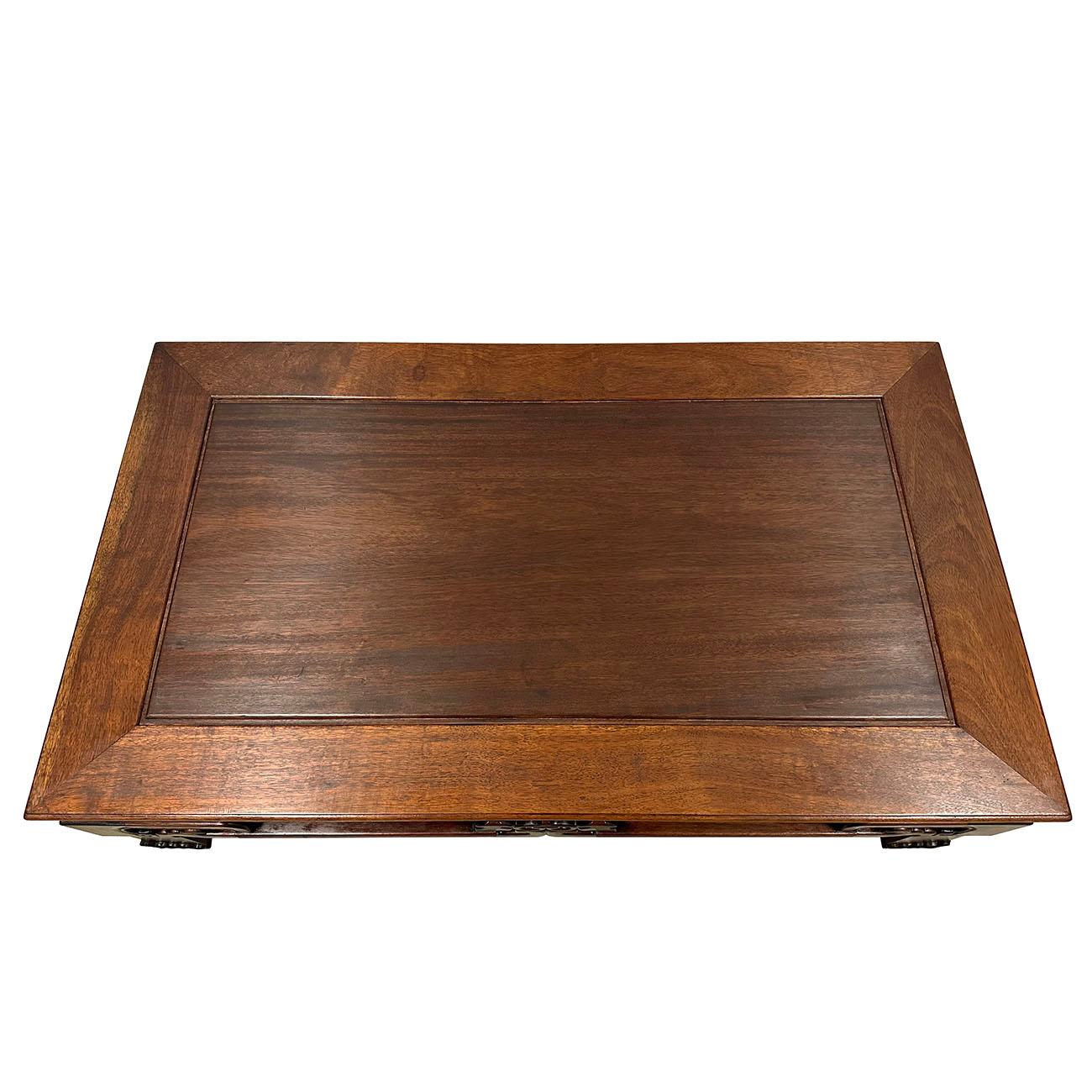 Hand-Carved Mid-20th Century Chinese Rosewood Carved Coffee Table