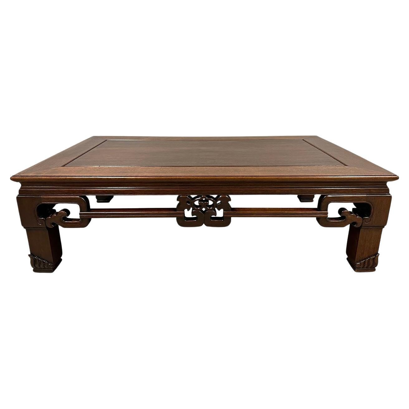 Mid-20th Century Chinese Rosewood Carved Coffee Table
