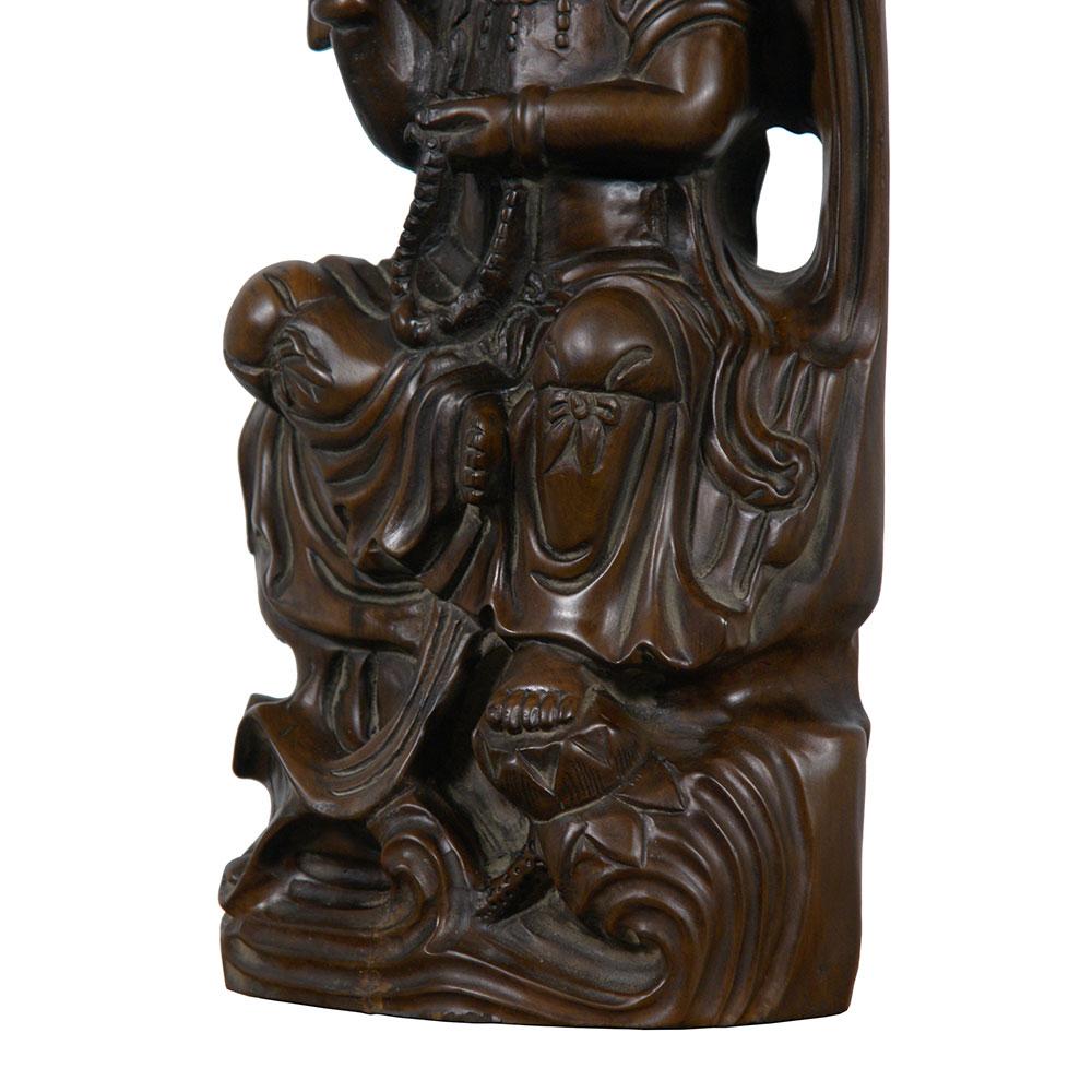 Mid 20th Century Chinese Wood Carved Kwan Yin Statuary For Sale 1