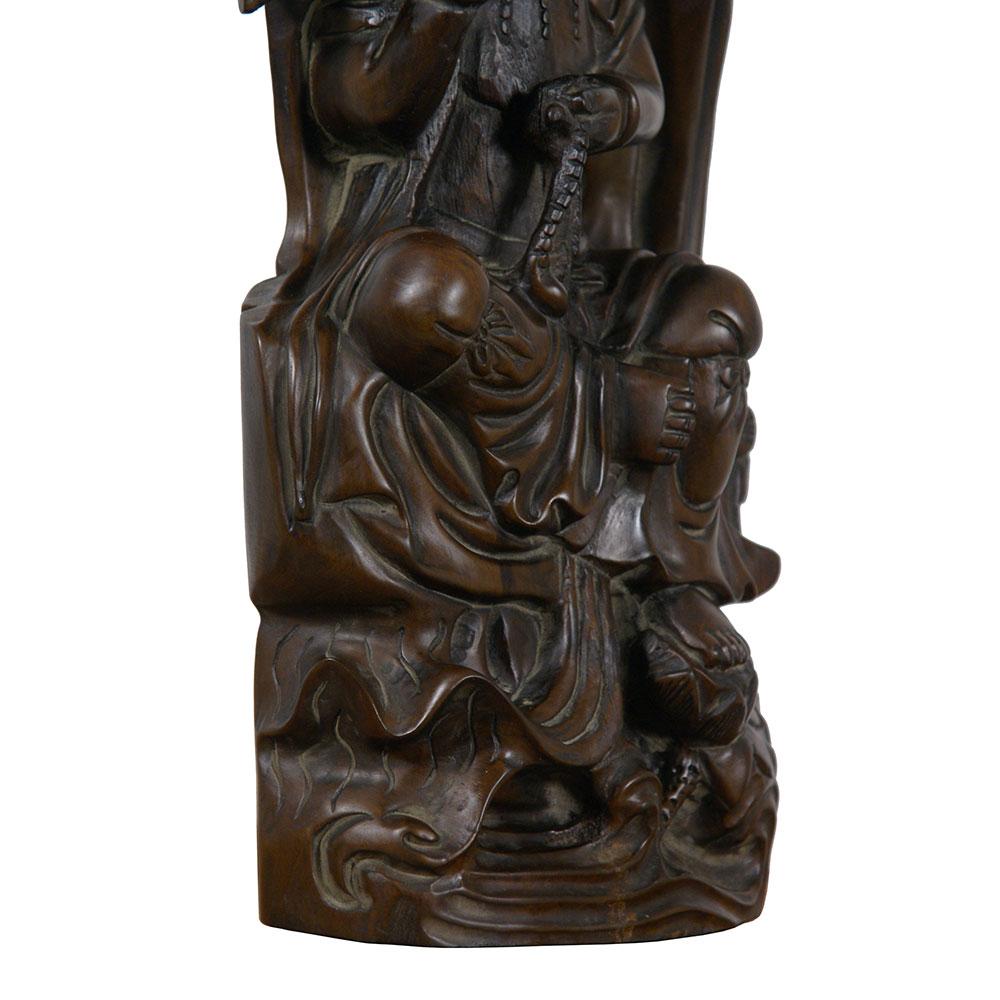 Mid 20th Century Chinese Wood Carved Kwan Yin Statuary For Sale 4