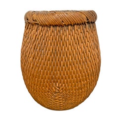 Mid-20th Century Chinese Woven Reed Basket