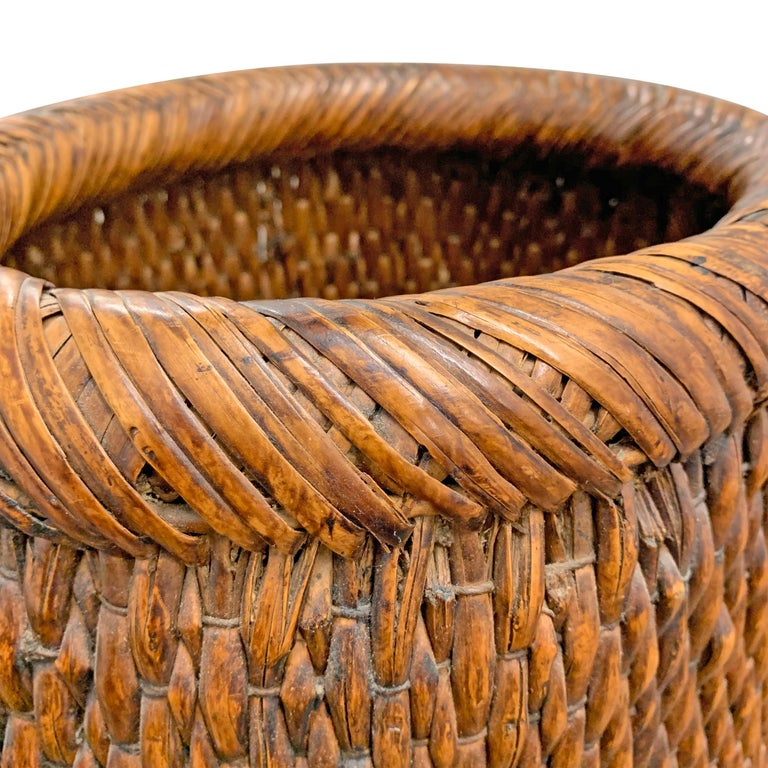 Mid20th Century Chinese Woven Reed Basket For Sale at 1stDibs