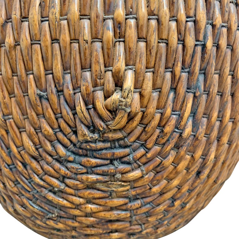 Mid20th Century Chinese Woven Reed Basket For Sale at 1stDibs