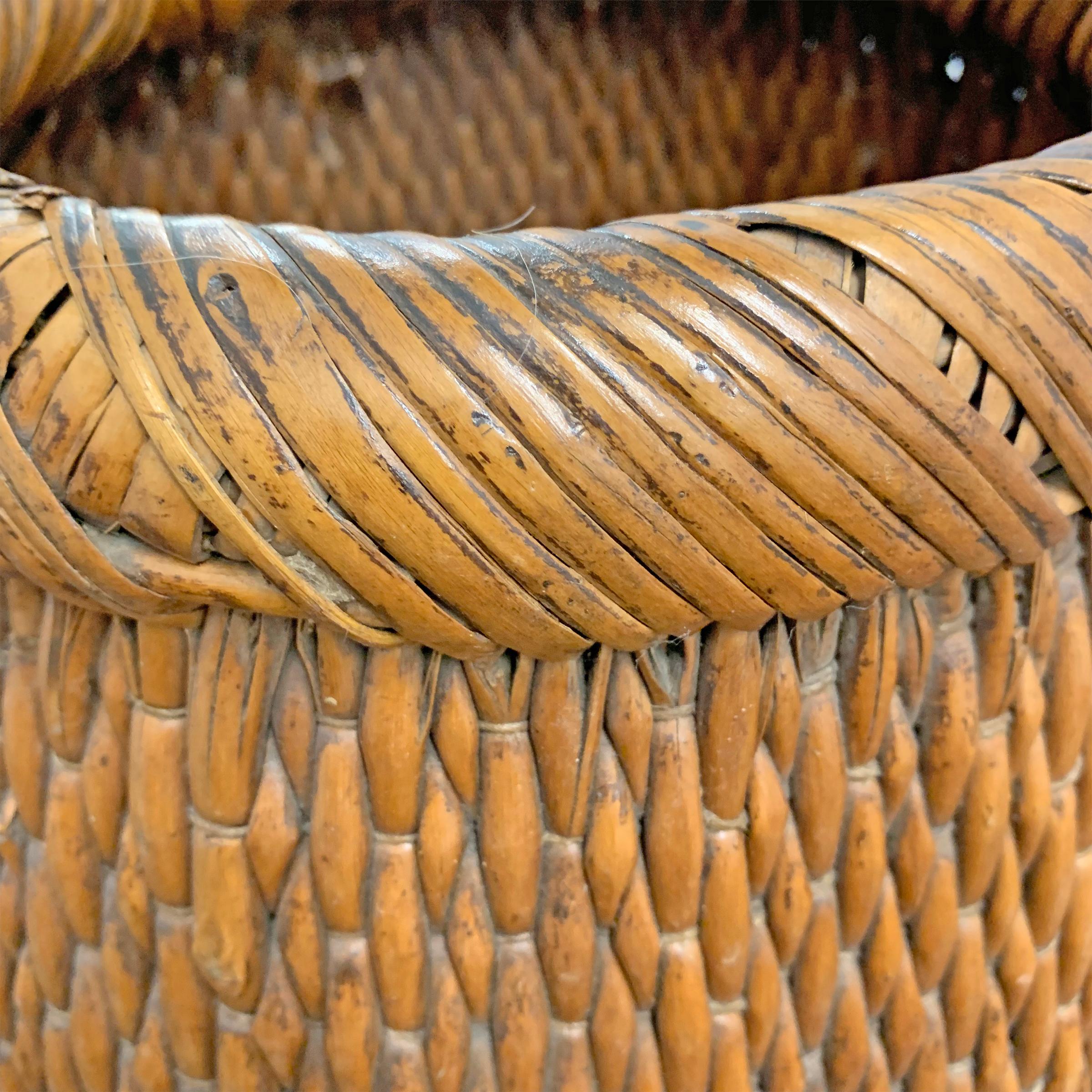 Hand-Woven Mid-20th Century Chinese Woven Reed Basket