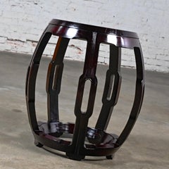 Mid 20th Century Chinoiserie Asian Rosewood Barrel Drum Table or Garden Stool