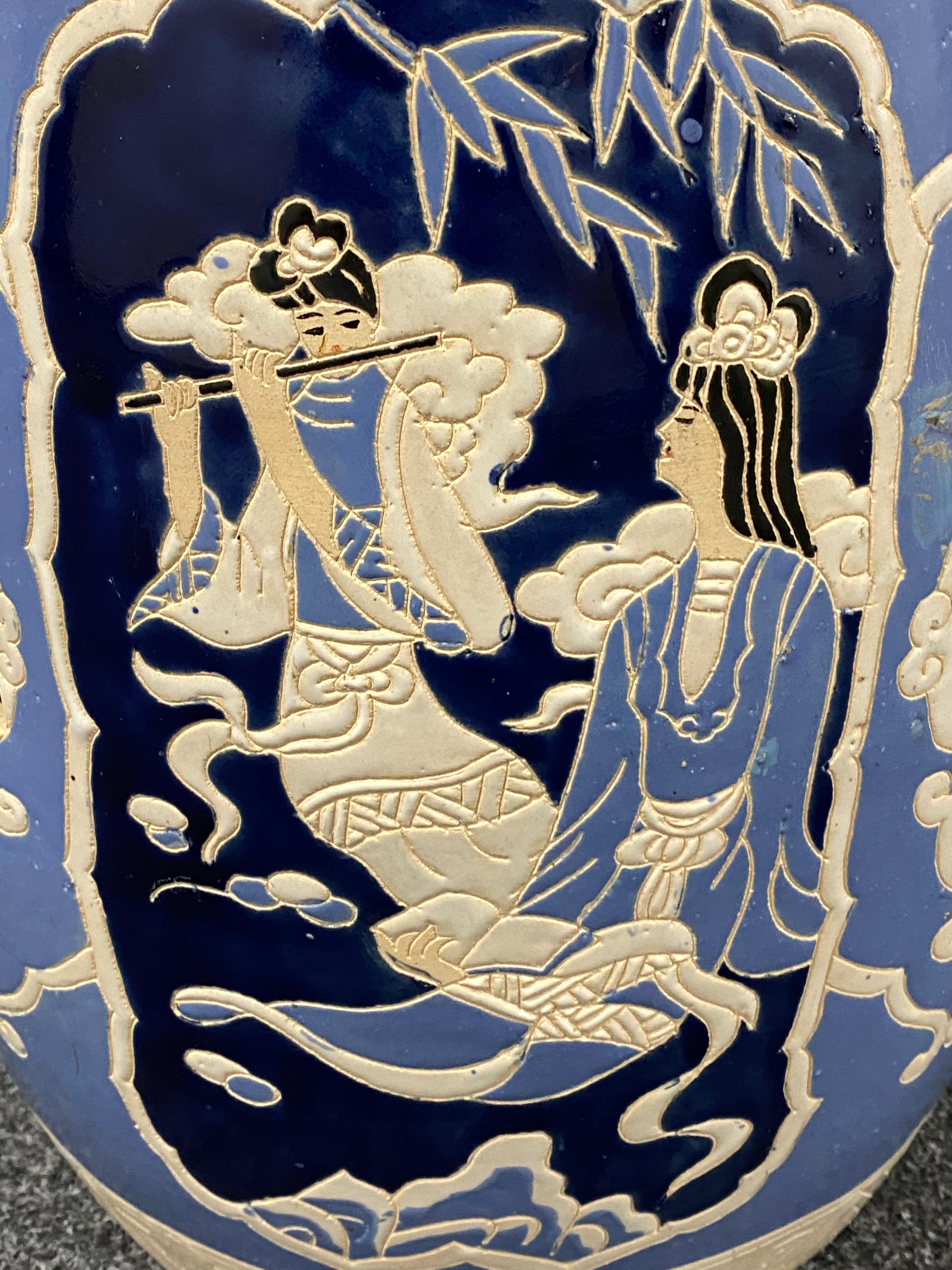 chinoiserie ceramic stool