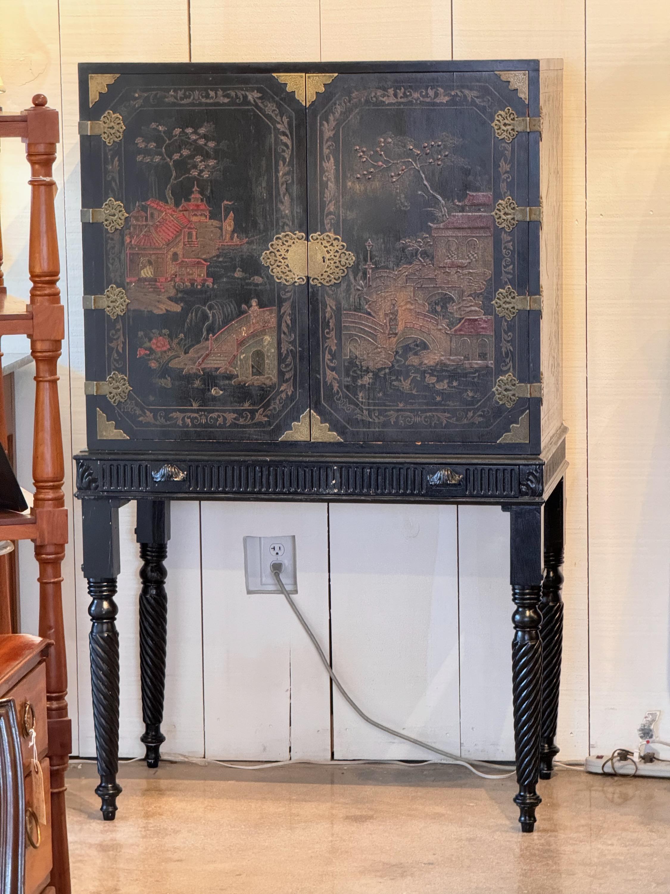 Mid 20th Century Chinoiserie Cabinet on Stand 1