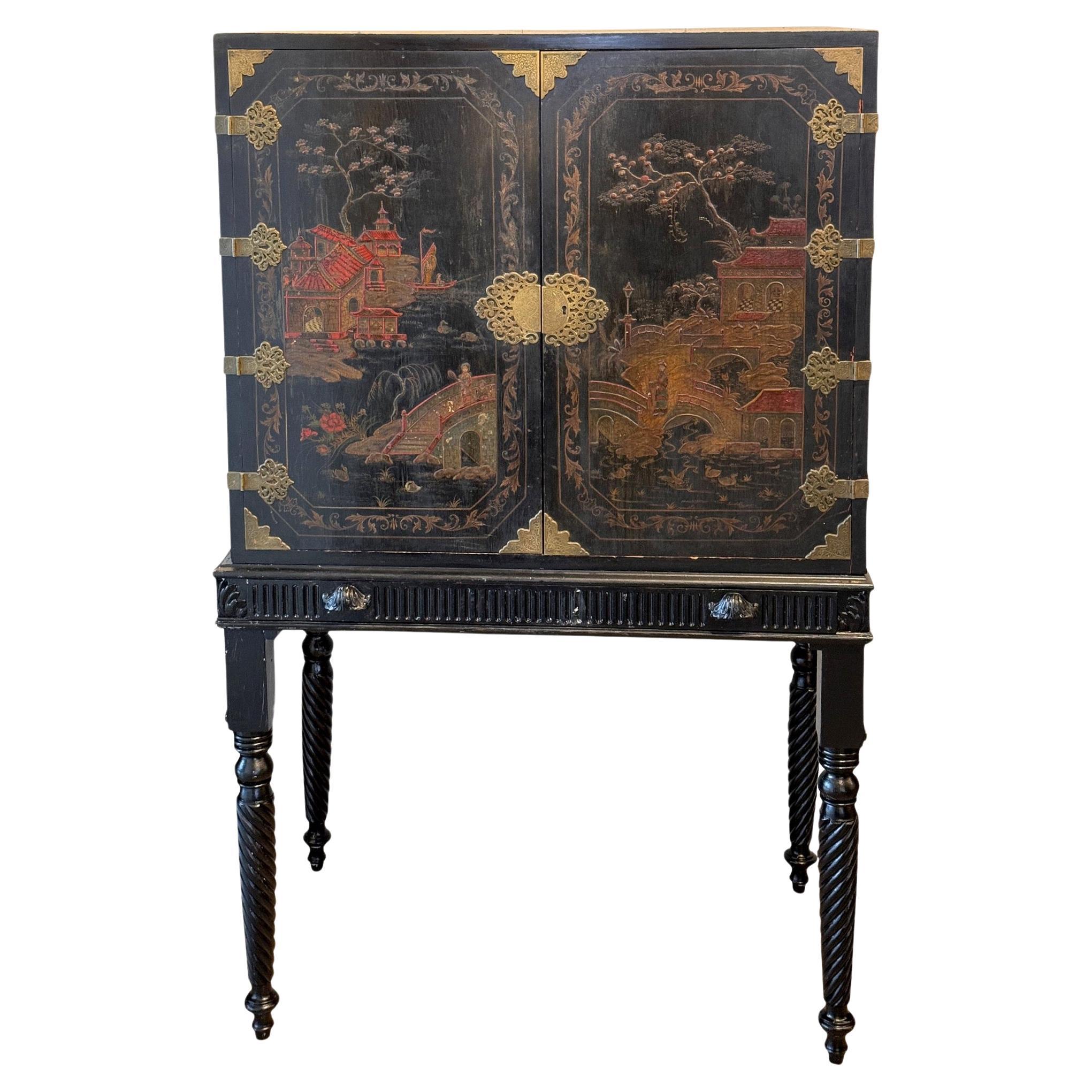 Mid 20th Century Chinoiserie Cabinet on Stand