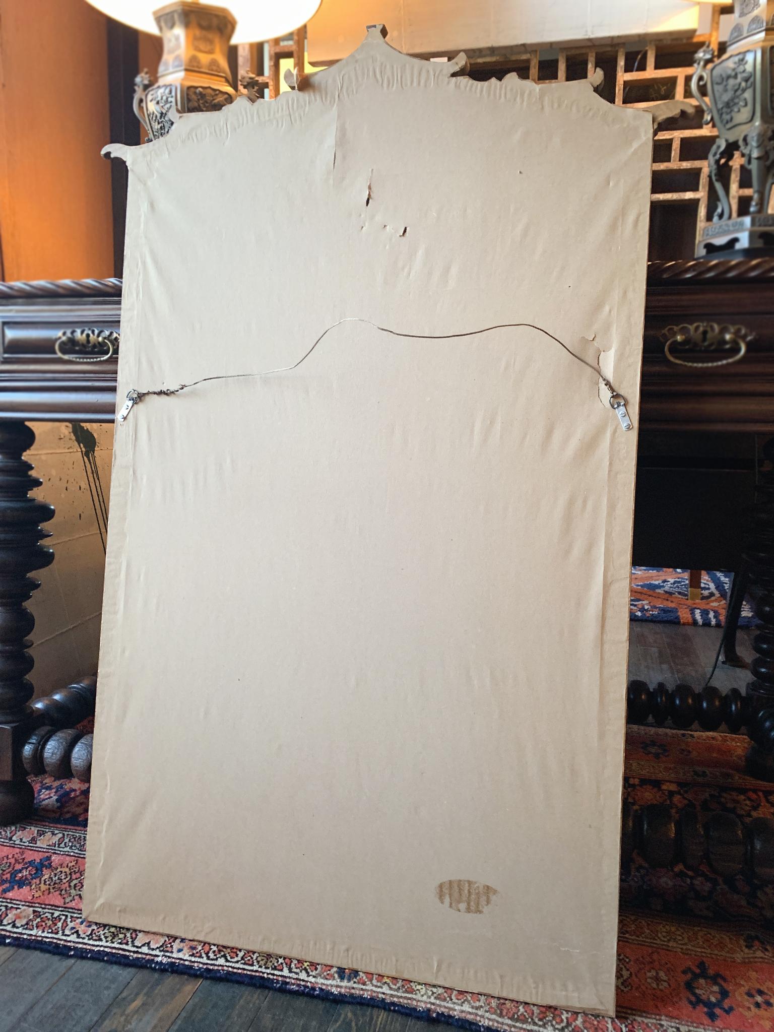 Miroir mural en bois doré sculpté Chinoiserie du milieu du 20e siècle en vente 5