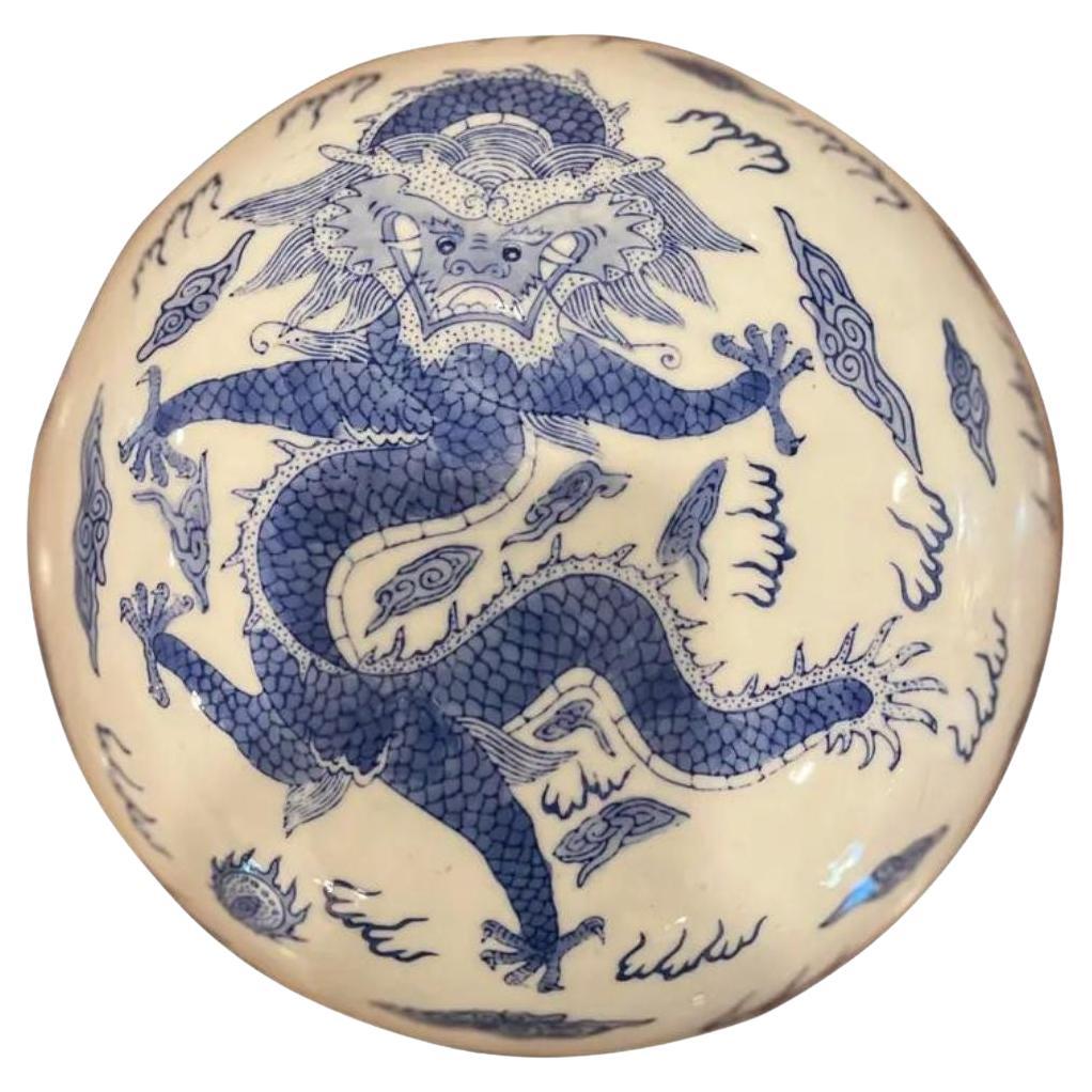 Mid 20th Century Chinoiserie Covered Bowl With Dragon Motif