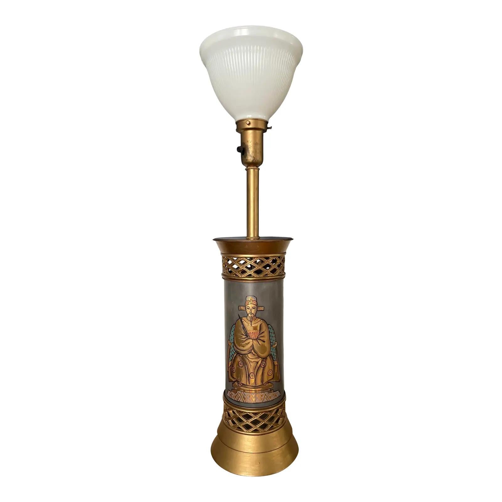 Unknown Mid 20th Century Chinoiserie Hand Painted Gilt Lamp For Sale