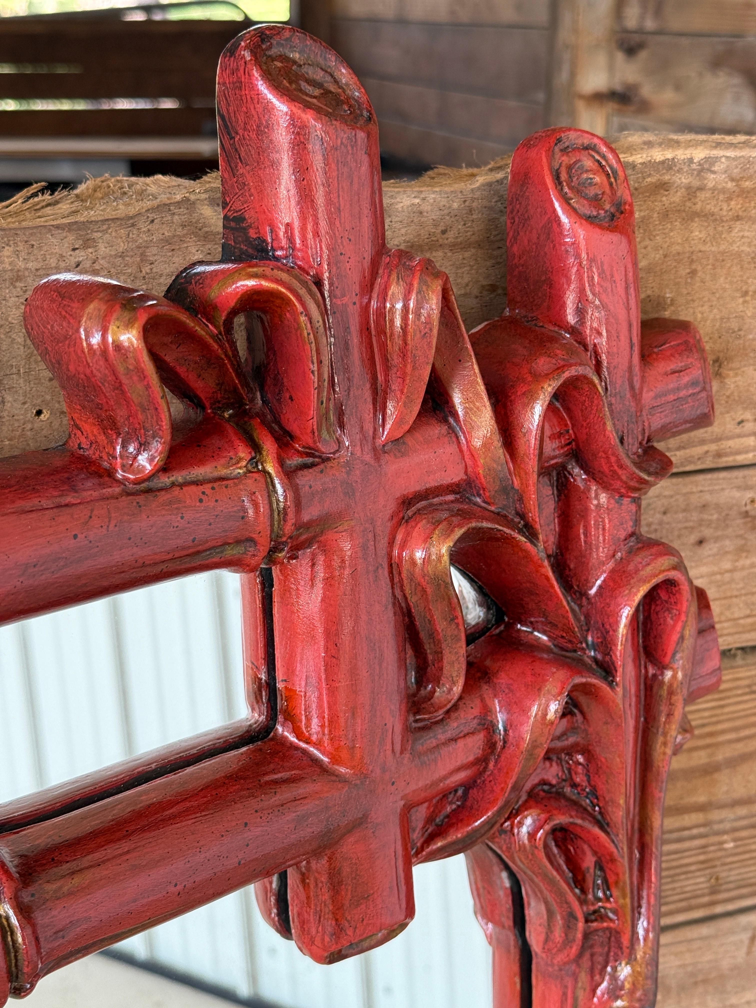 Specchio da parete in finto bambù Chinoiserie Regency della metà del XX secolo di Gampel-Stoll in vendita 4