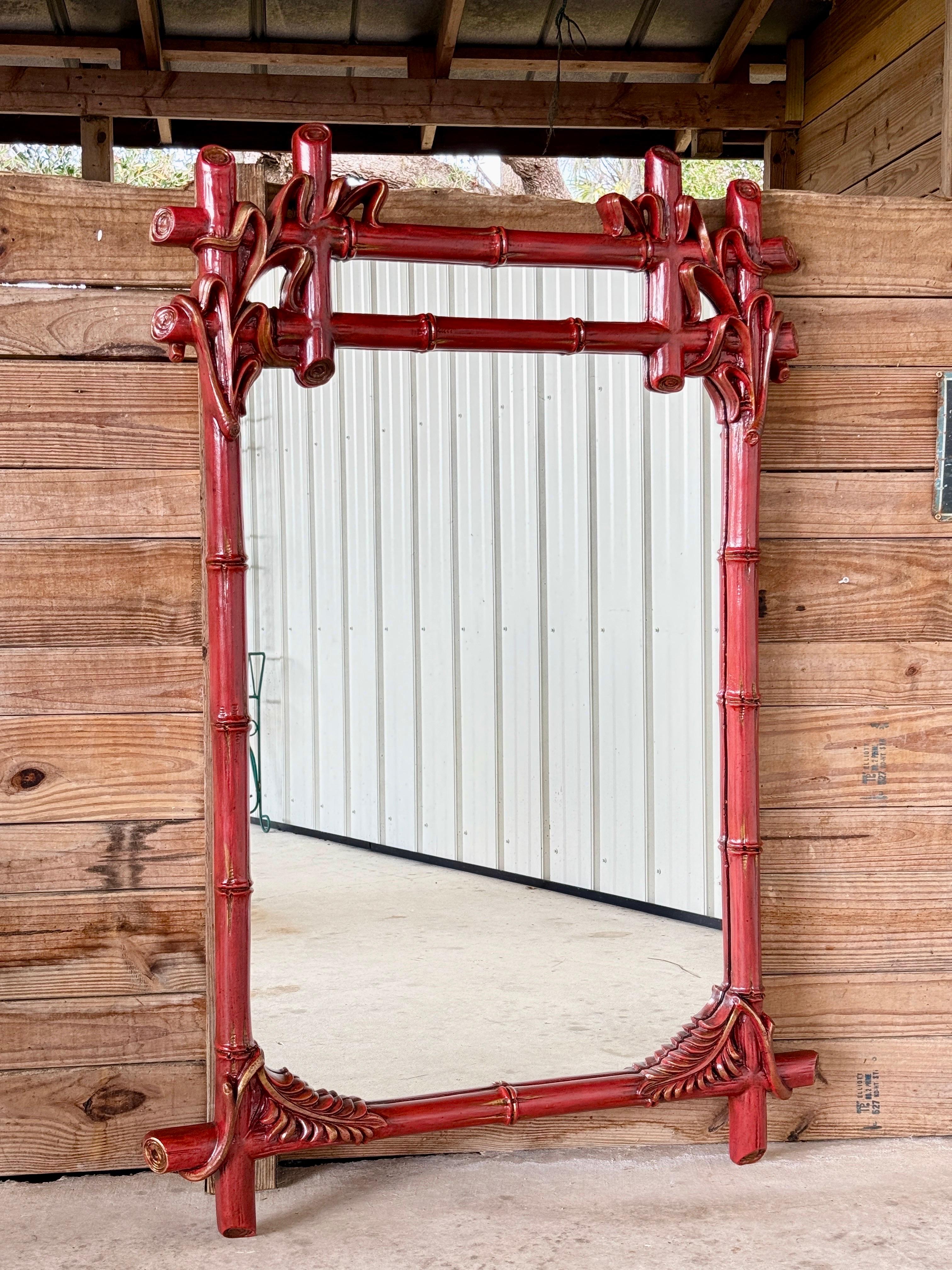 Specchio da parete in finto bambù Chinoiserie Regency della metà del XX secolo di Gampel-Stoll in vendita 6