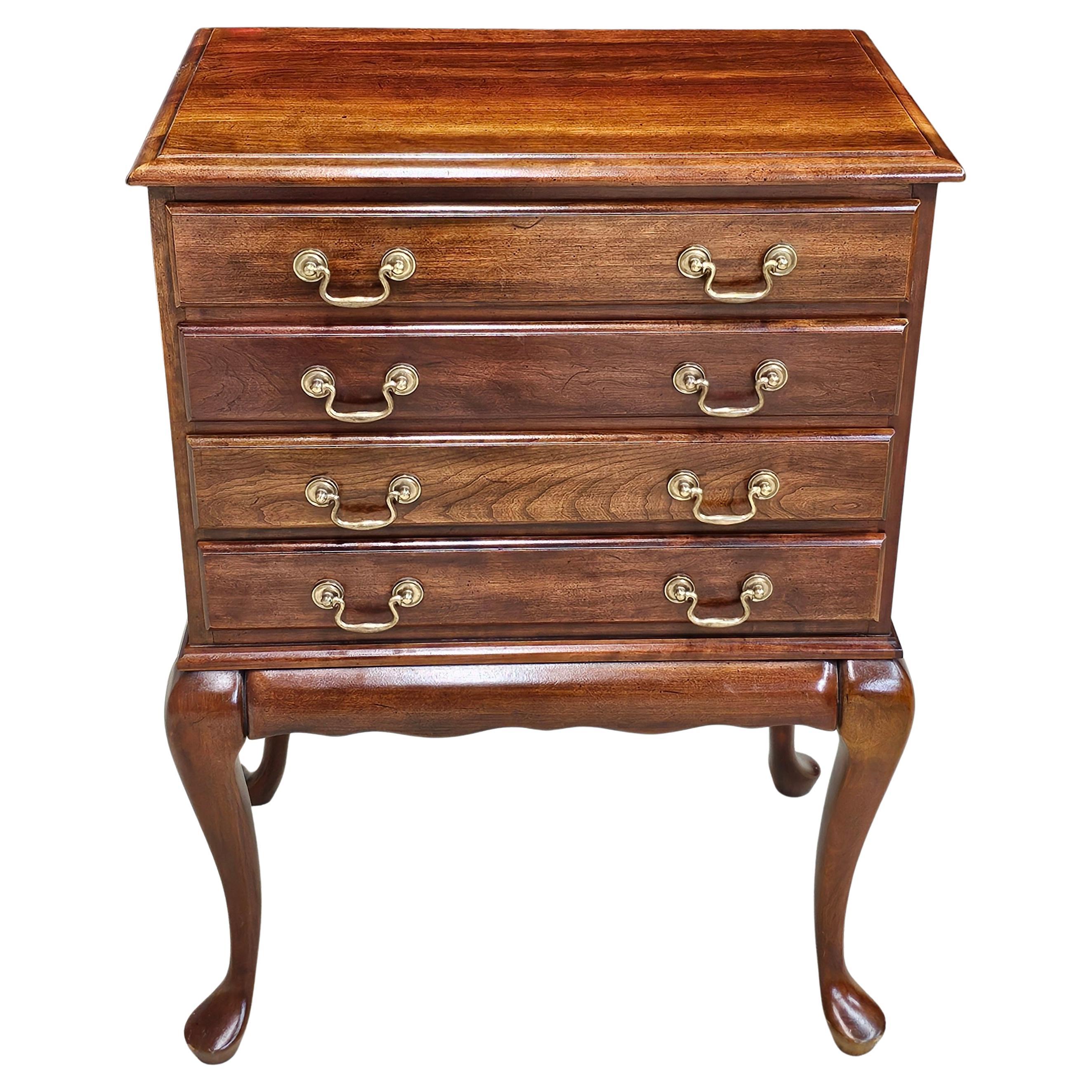Mid 20th Century Chippendale Four-Drawer Cherry Silver Chest