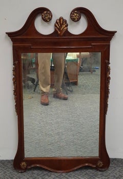 Mid-20th Century Chippendale Style Mahogany Parcel Gilt Scroll Ear Wall Mirro