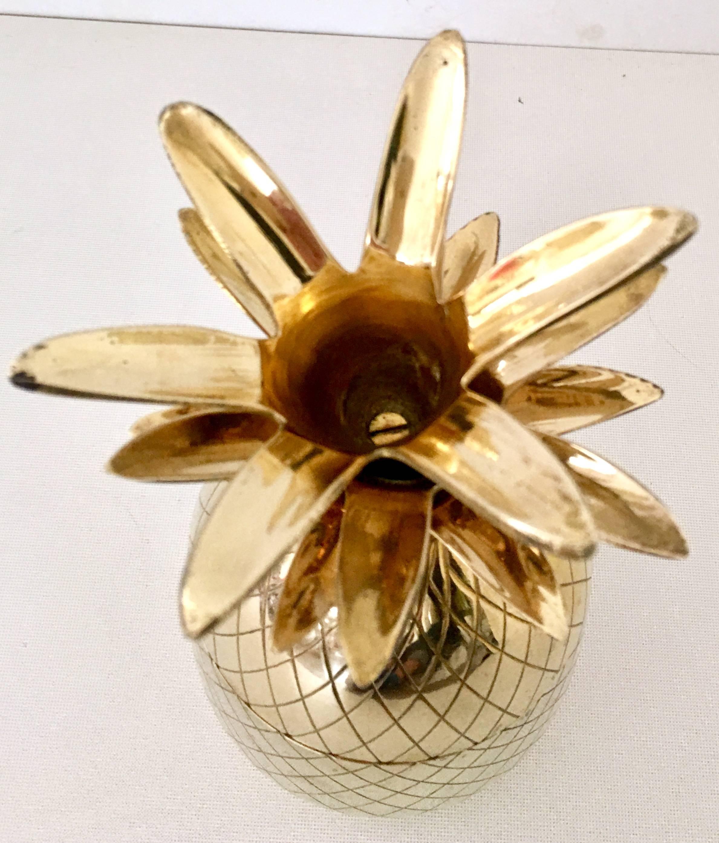Mid-20th Century Chiseled Brass Pineapple Lidded Box 4