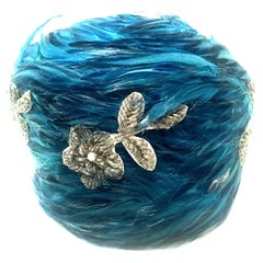 Mid-20th Century Christian Dior French Ostrich Feather & Beaded Applique Hat