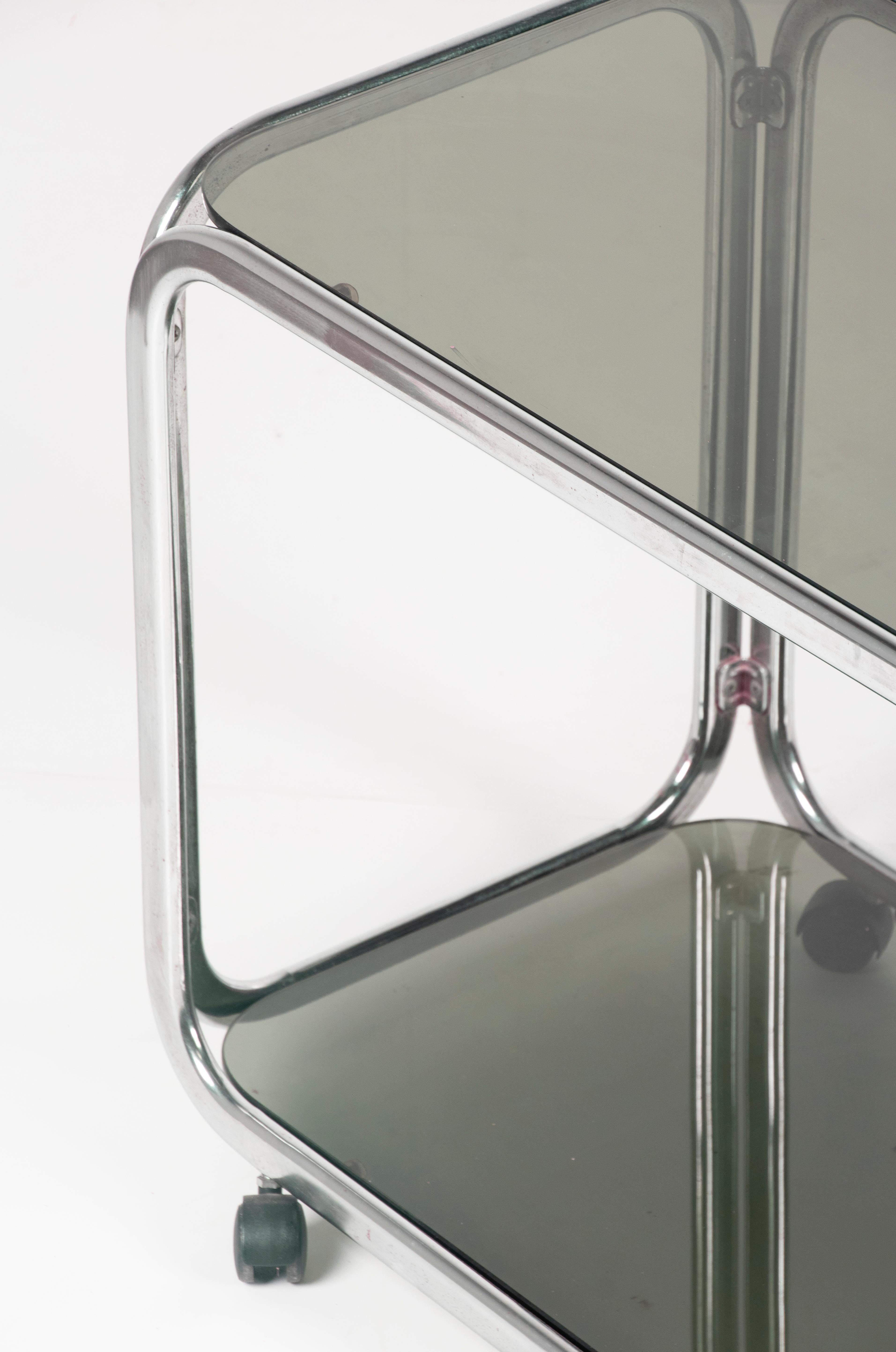 Mid-20th Century Chrome Bar Cart Smoked Glass For Sale 10