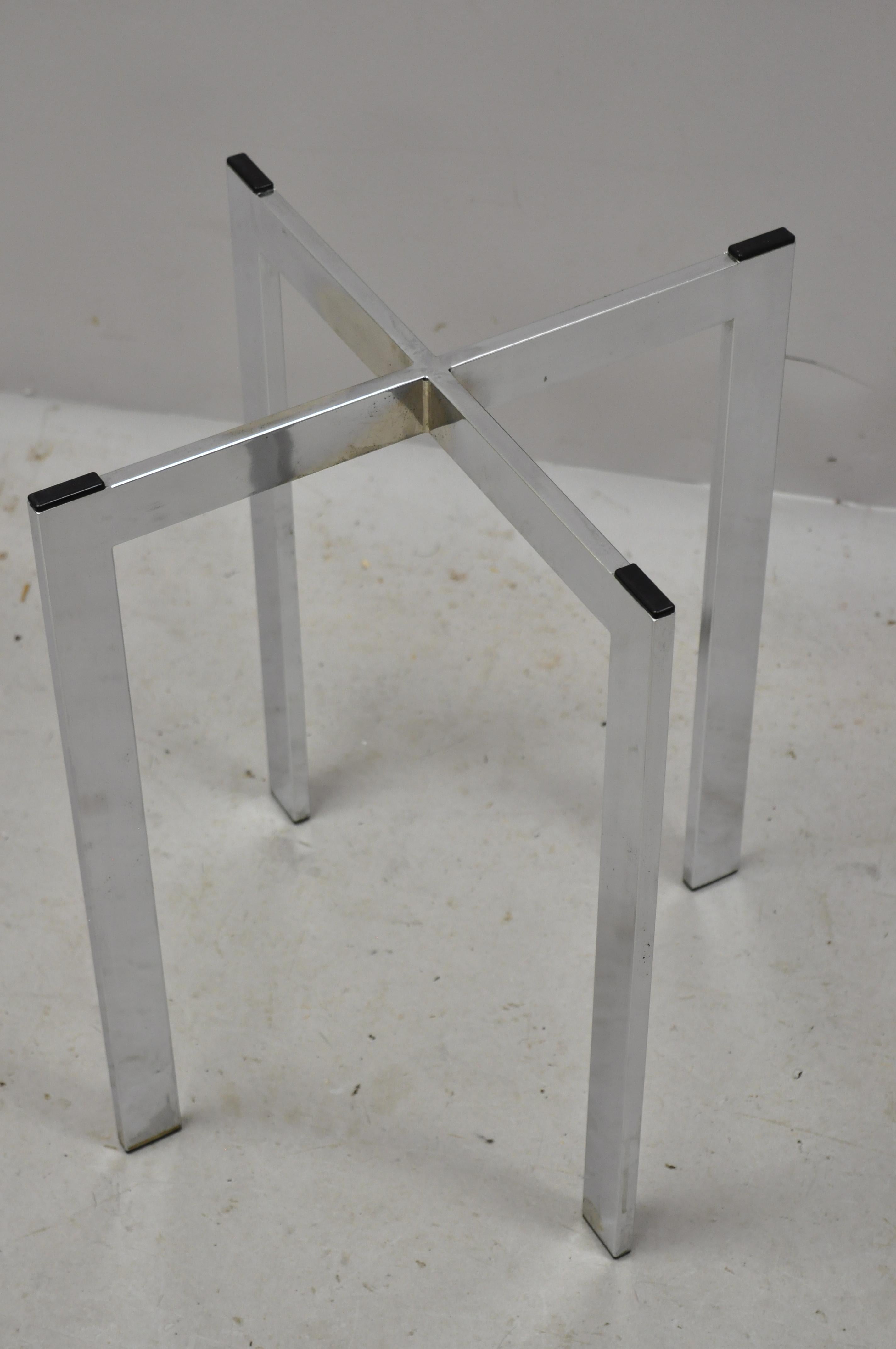 Mid-20th Century Chrome X-Frame Smoked Glass Barcelona Style Side End Table In Good Condition For Sale In Philadelphia, PA