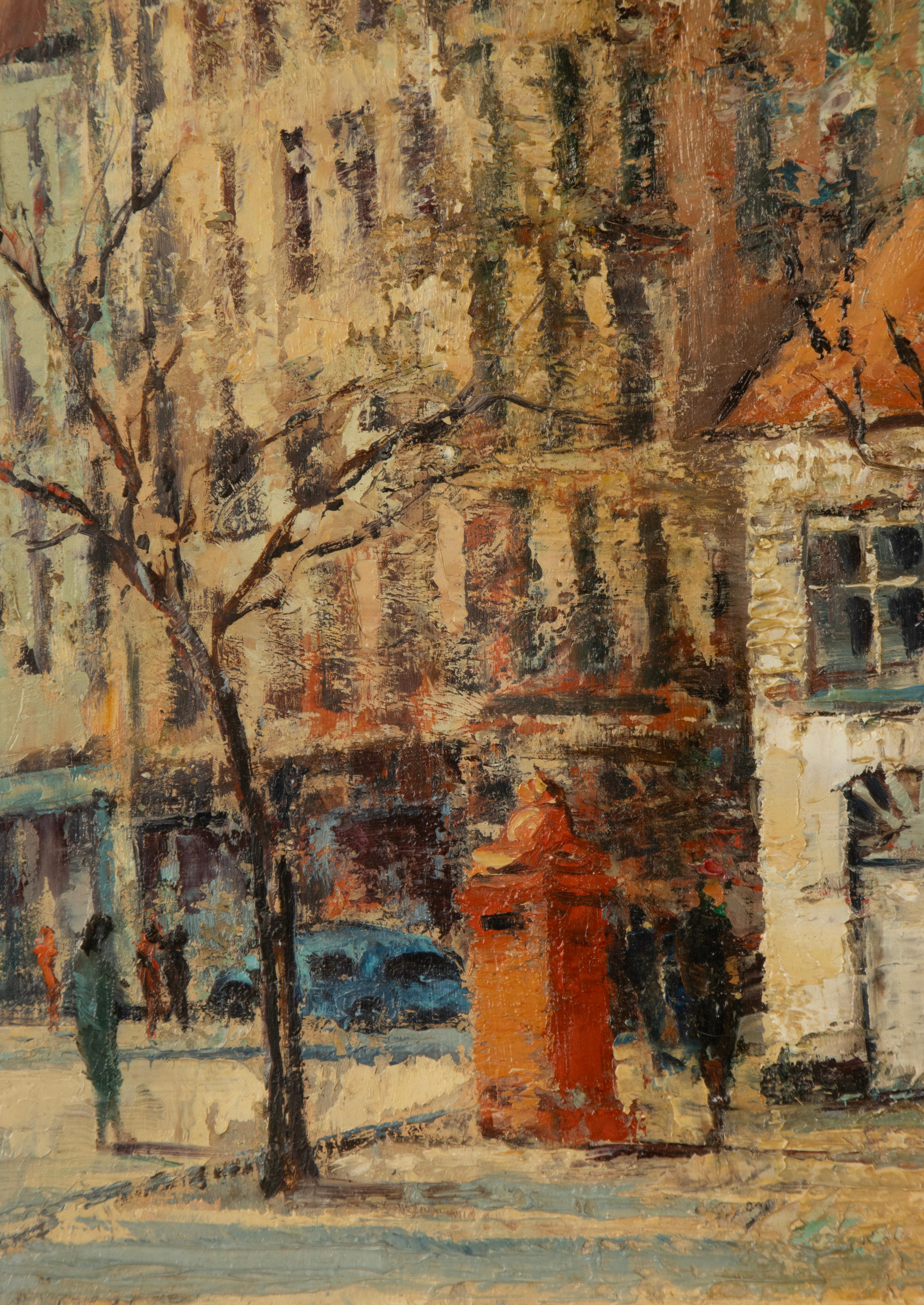 Mid-20th Century Cityscape Painting - Jan van Campenhout - Oil on Canvas en vente 6