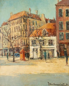 Pintura de paisaje urbano de mediados del siglo XX - Jan van Campenhout - Óleo sobre lienzo