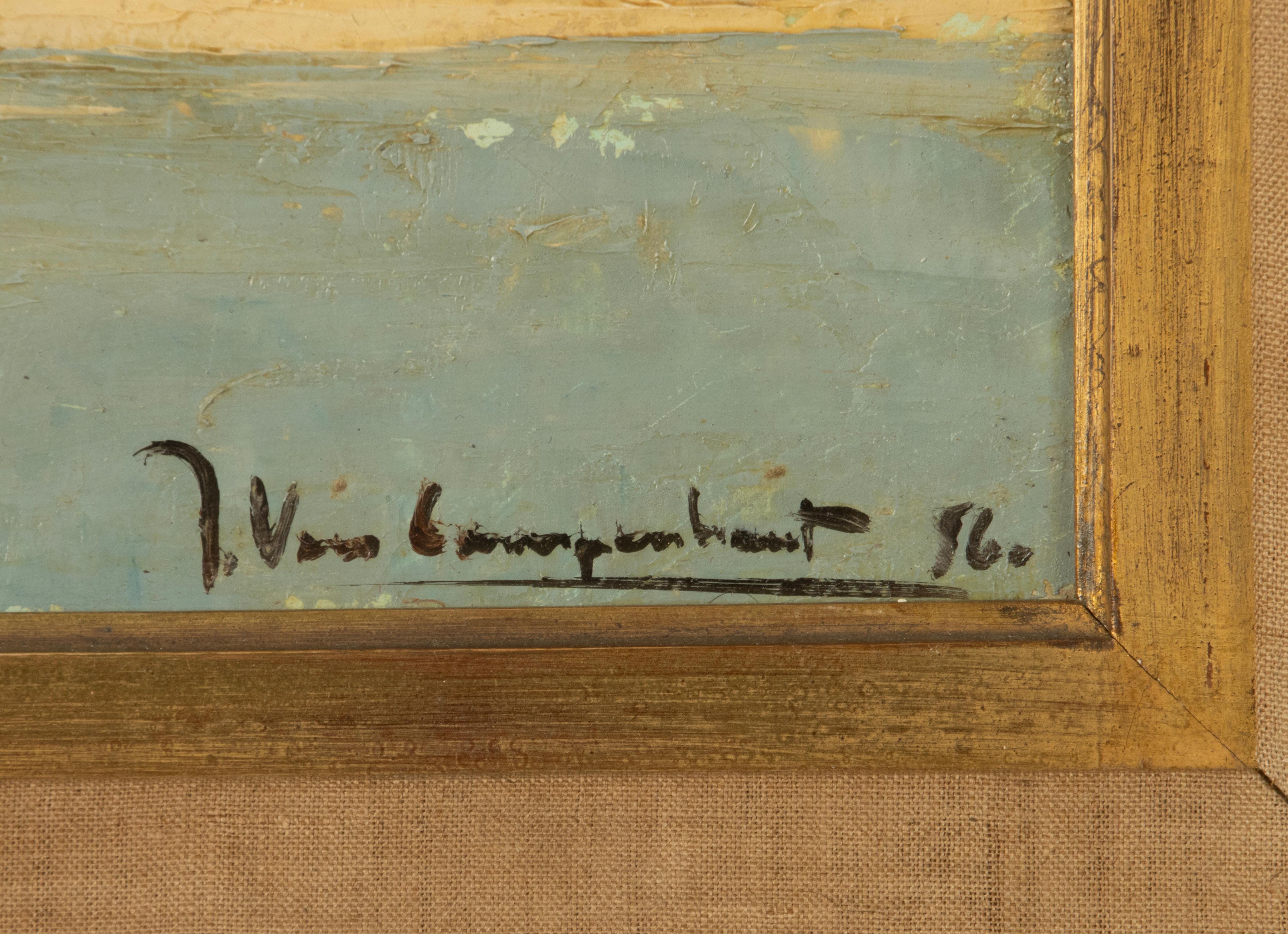 Belge Mid-20th Century Cityscape Painting - Jan van Campenhout - Oil on Canvas en vente