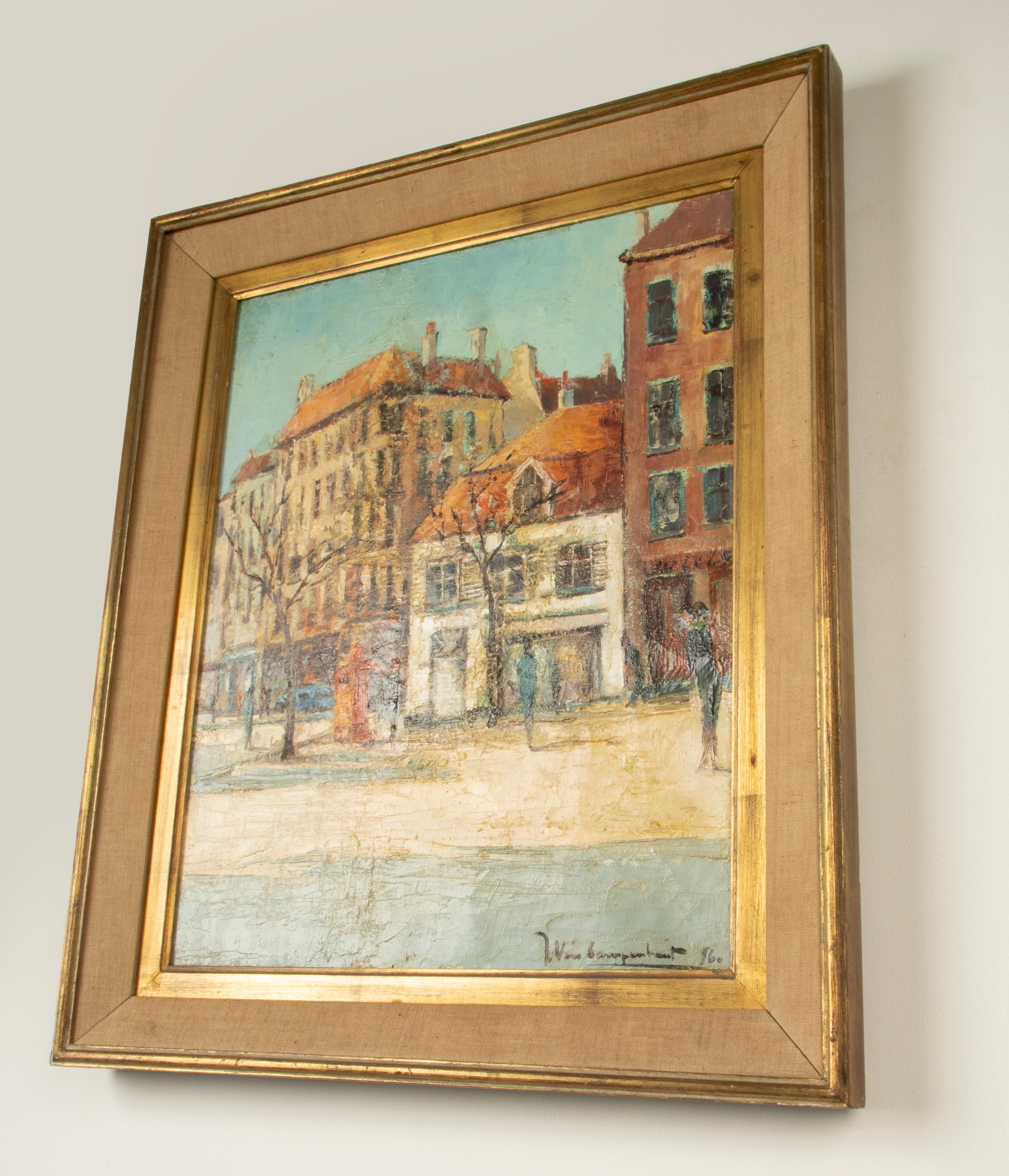 Mid-20th Century Cityscape Painting - Jan van Campenhout - Oil on Canvas Bon état - En vente à Casteren, Noord-Brabant