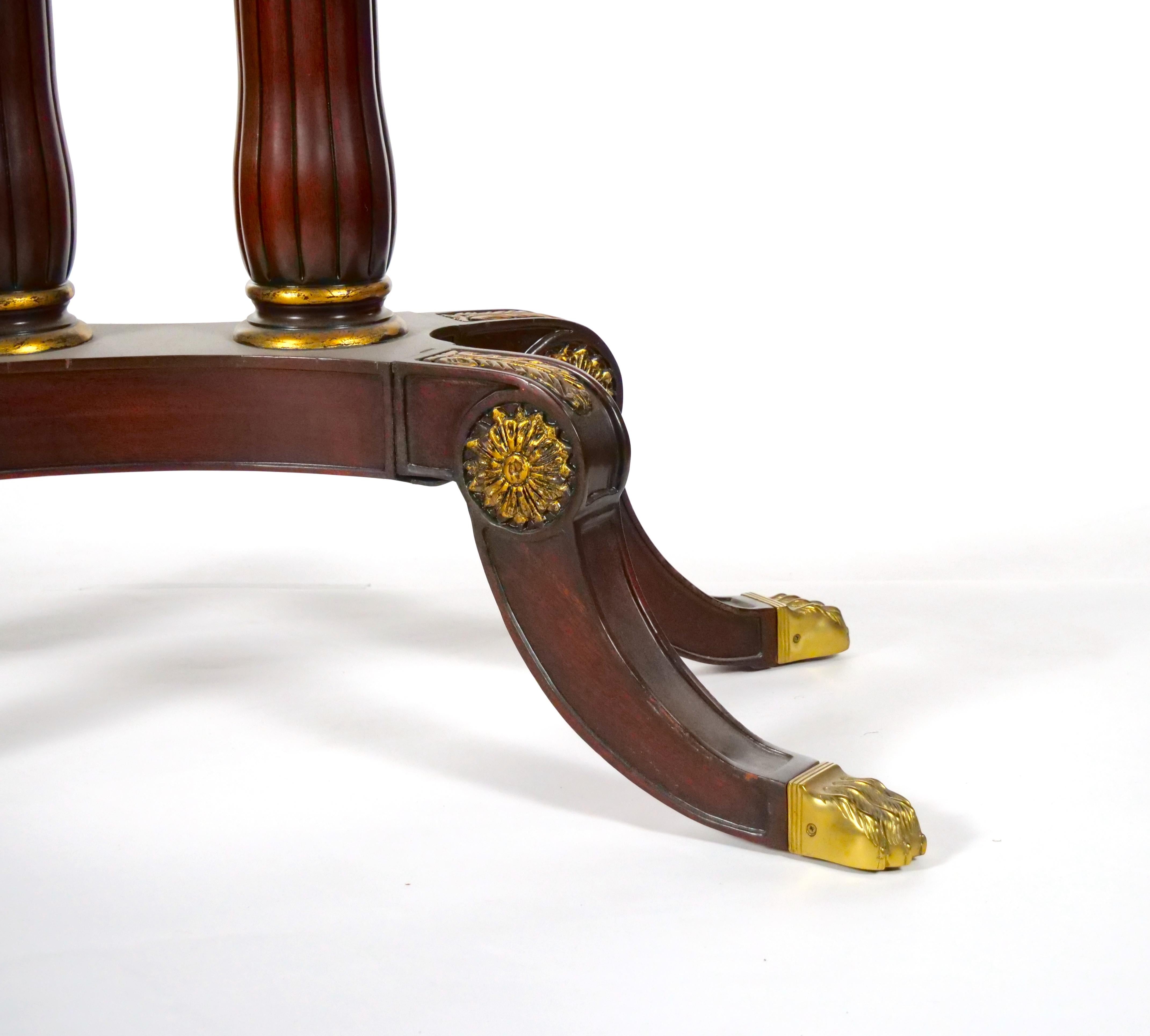 Brass Mid-20th Century Classical Style Mahogany Breakfast Table For Sale