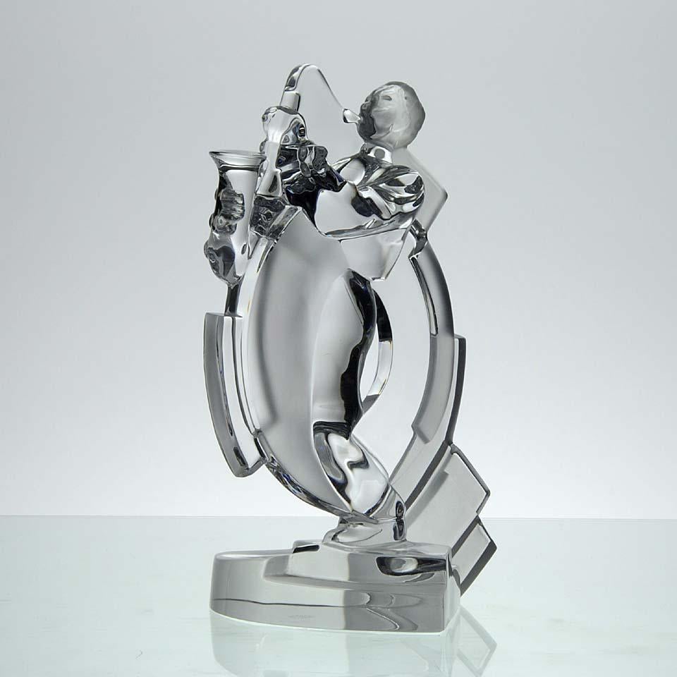 French Mid-20th Century Clear Glass Sculpture 
