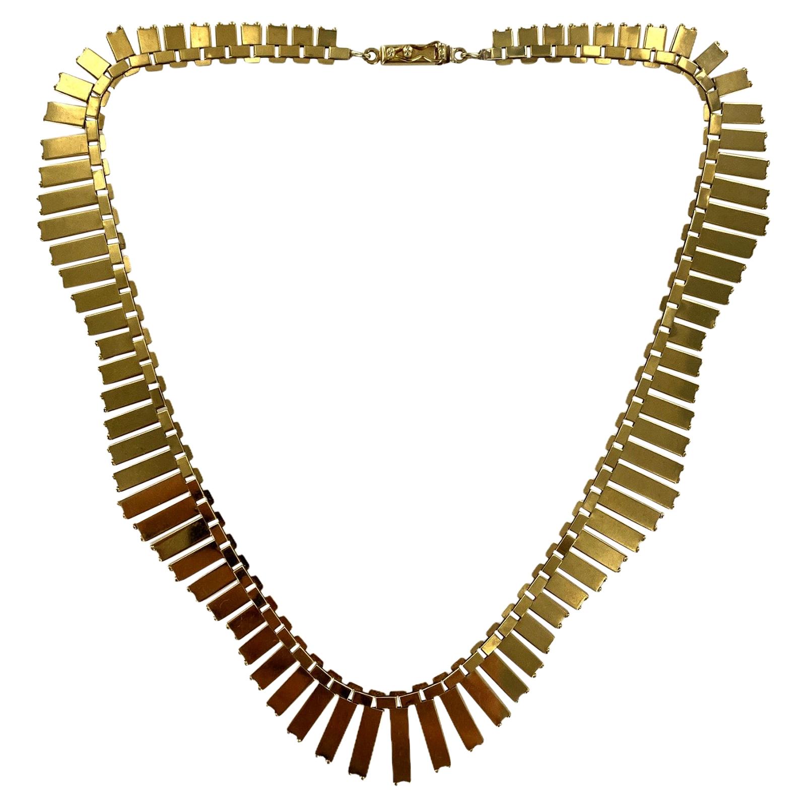 Mid-20th Century Cleopatra Fringe 14 Karat Yellow Gold Necklace, Italian
