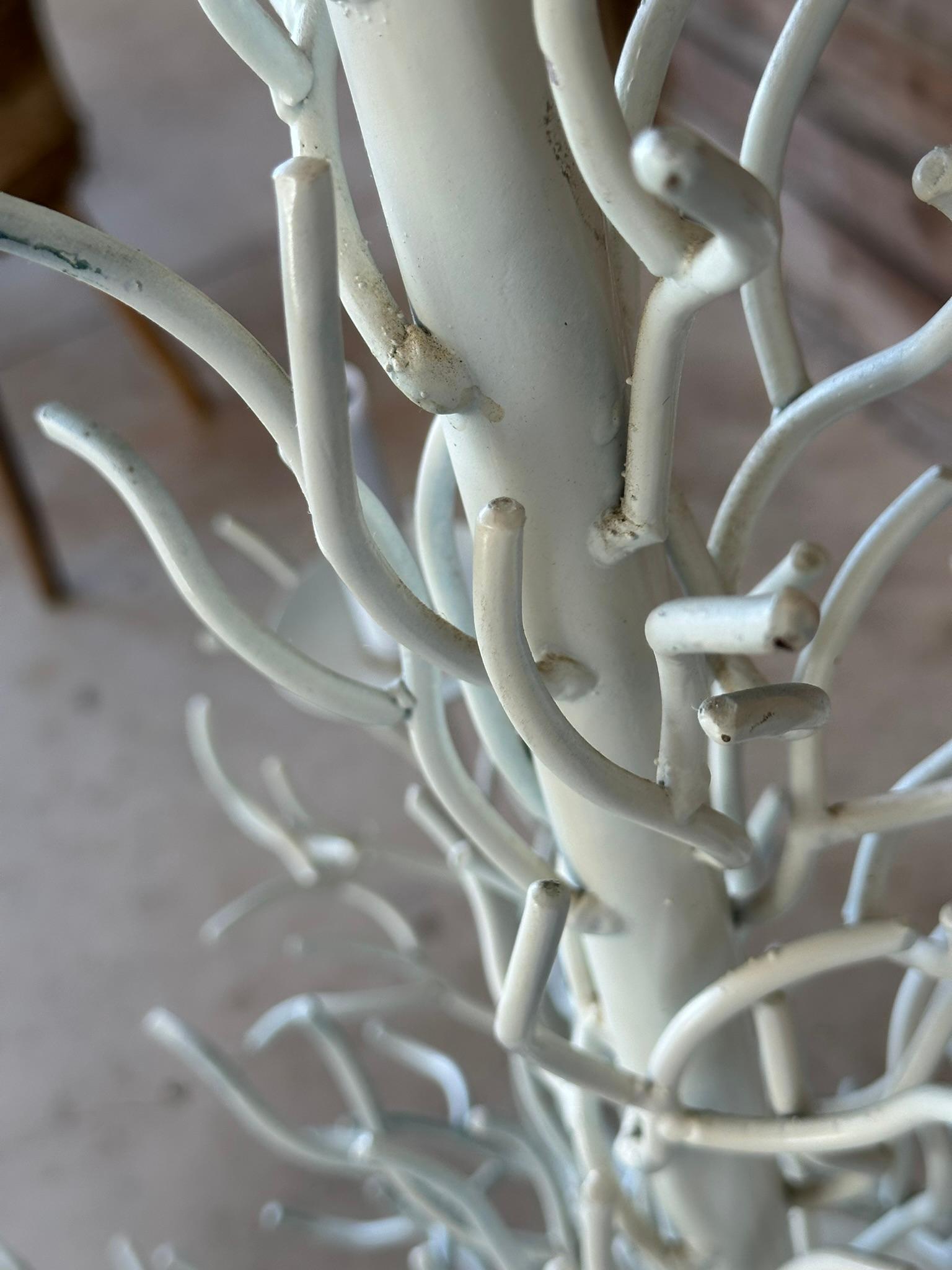 Hand-Crafted Mid-20th Century Coastal Scu;tural Faux Coral Six Light Chandelier
