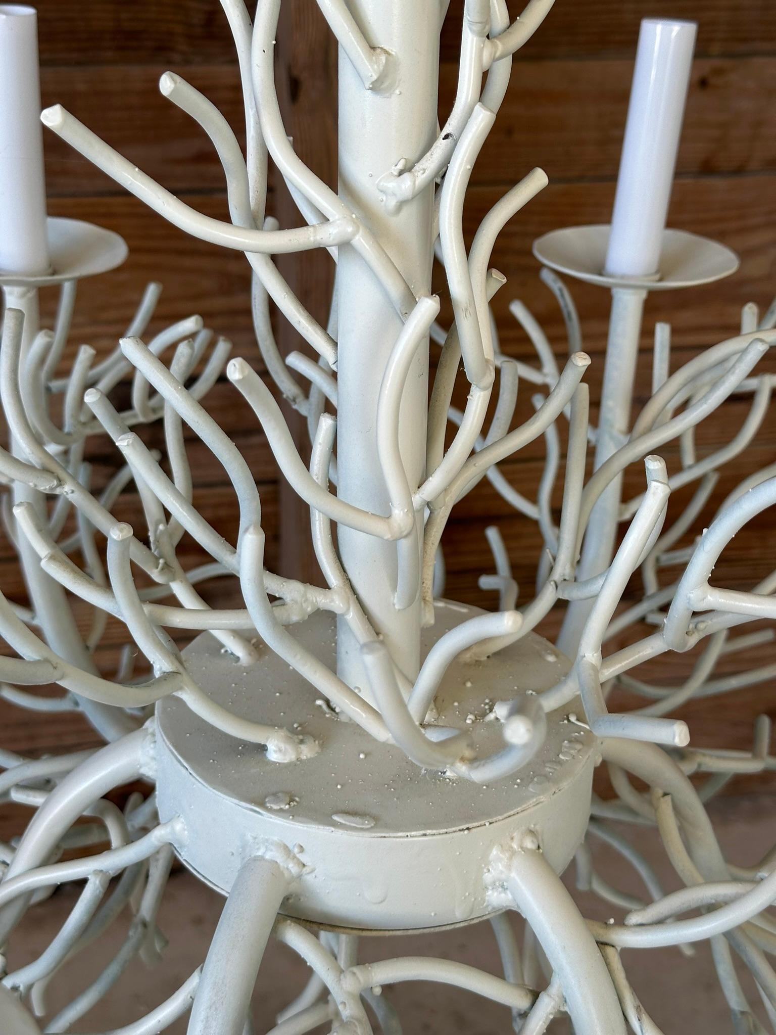Mid-20th Century Coastal Scu;tural Faux Coral Six Light Chandelier 1
