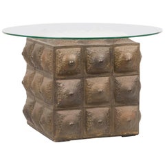 Mid-20th Century Coffee Table with Glass Round Top