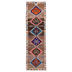 Mid-20th Century Colorful Vintage Turkish Wool Runner Rug