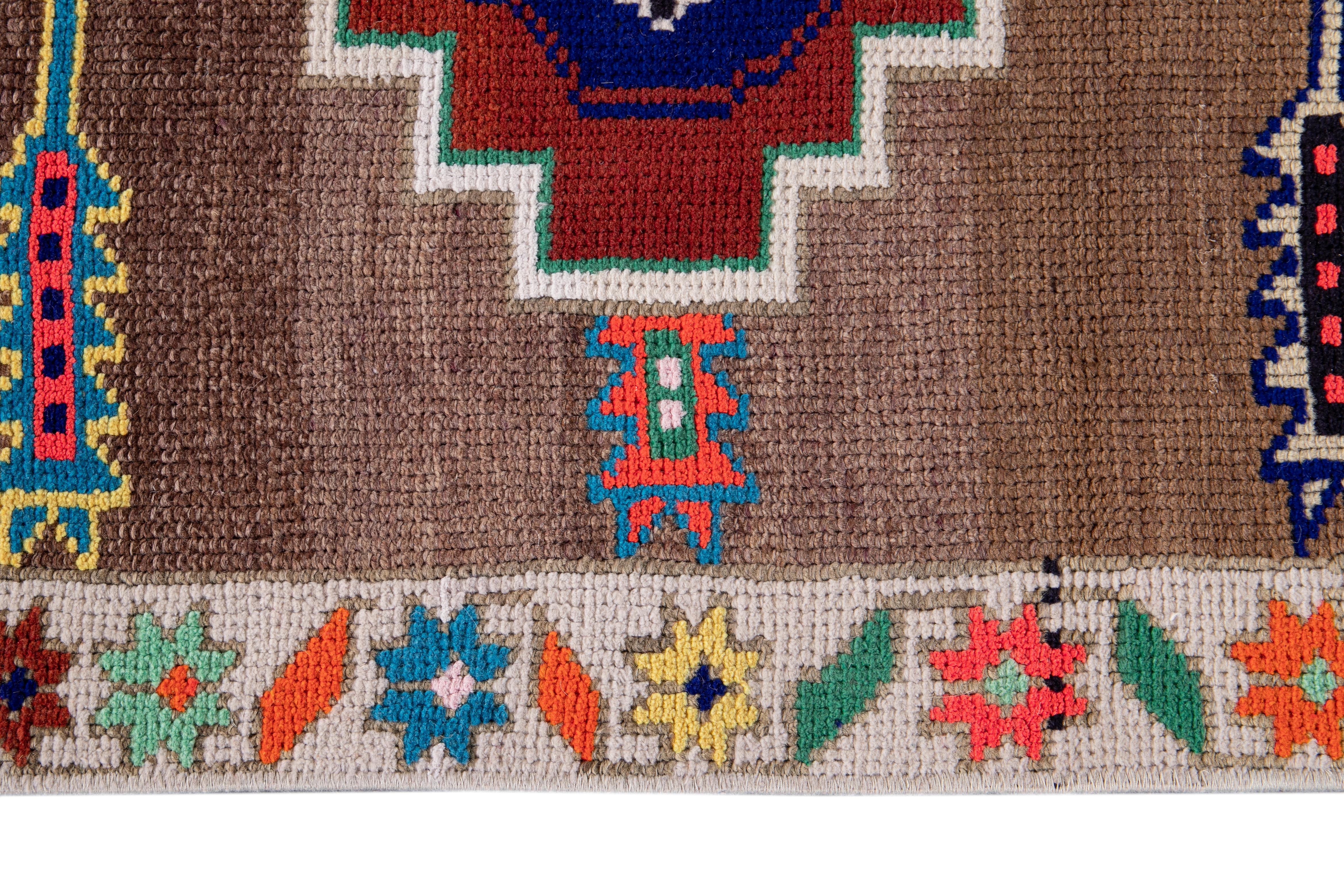 Mid-20th Century Colorful Vintage Turkish Wool Runner Rug For Sale 1